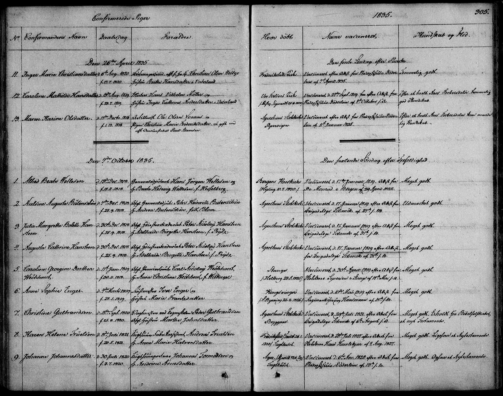 Garnisonsmenigheten Kirkebøker, SAO/A-10846/F/Fa/L0006: Ministerialbok nr. 6, 1828-1841, s. 305