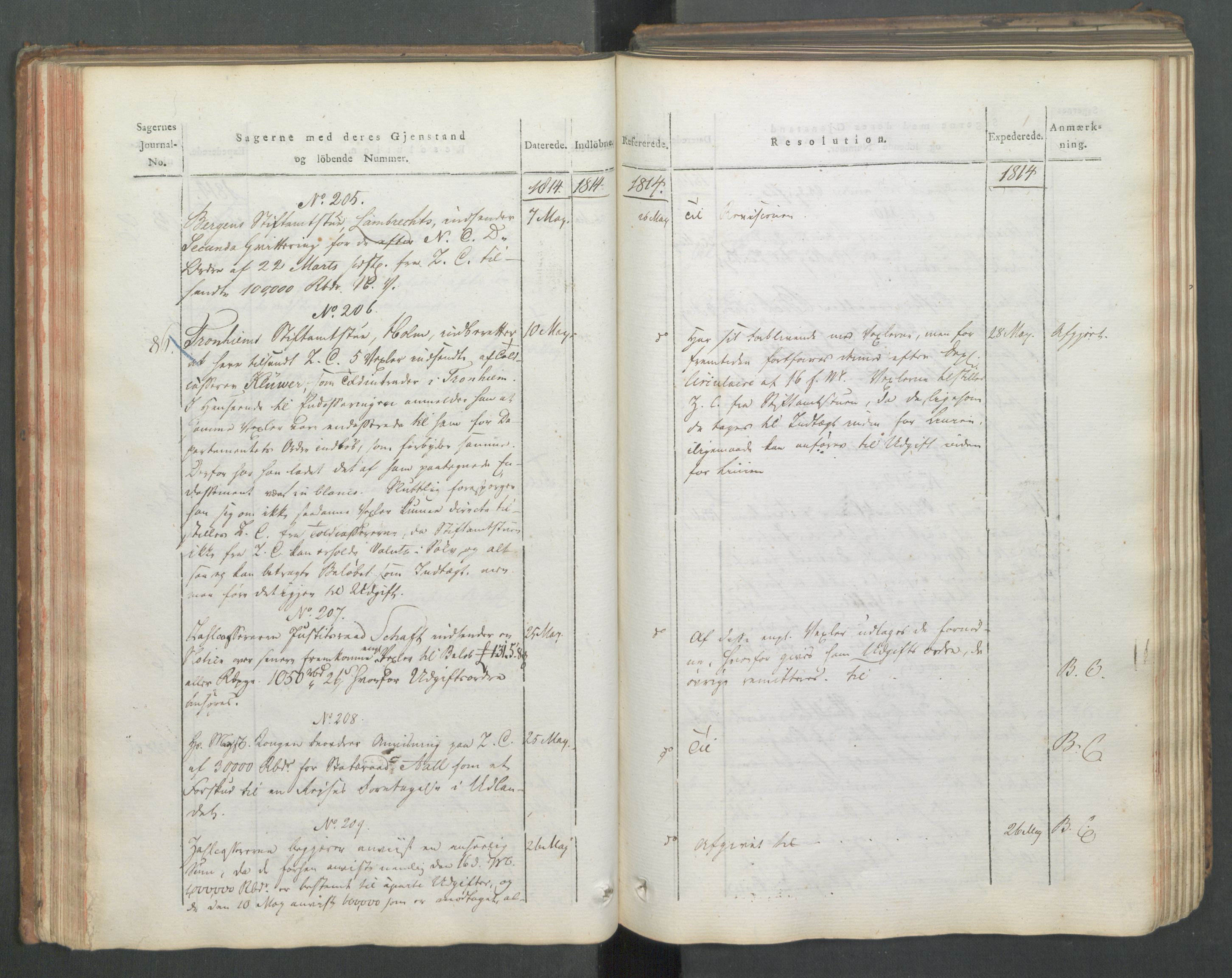Departementene i 1814, RA/S-3899/Fa/L0008: 1. byrå - Journal B, 1814, s. 52
