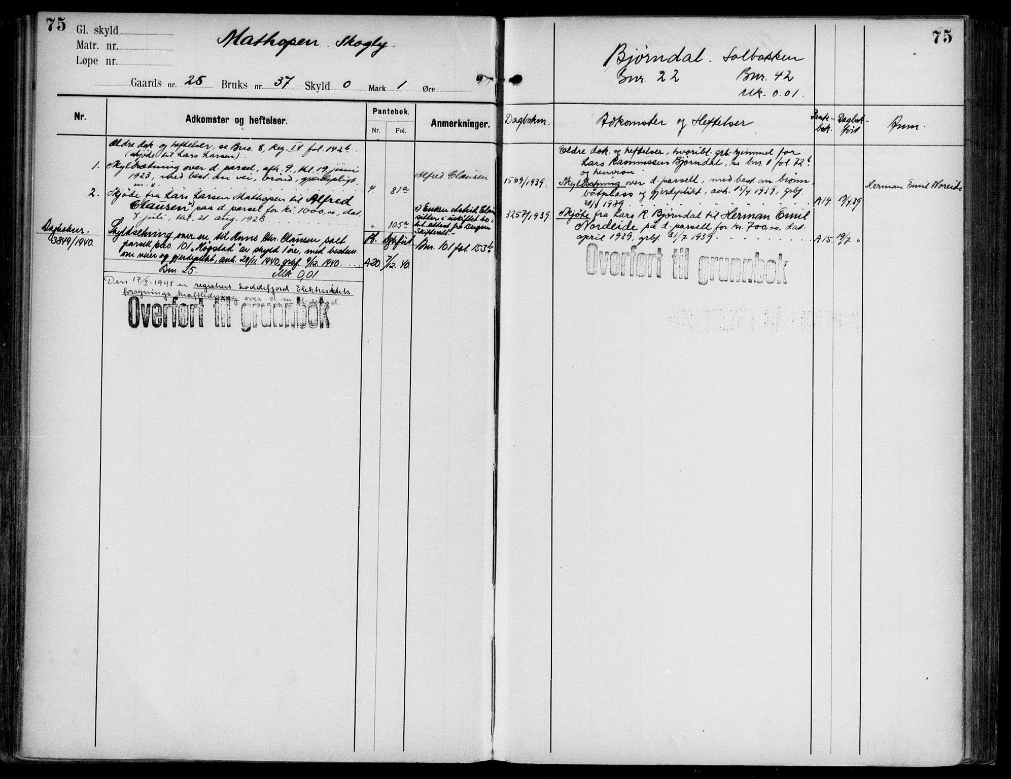 Midhordland sorenskriveri, AV/SAB-A-3001/1/G/Ga/Gab/L0108: Panteregister nr. II.A.b.108, s. 75