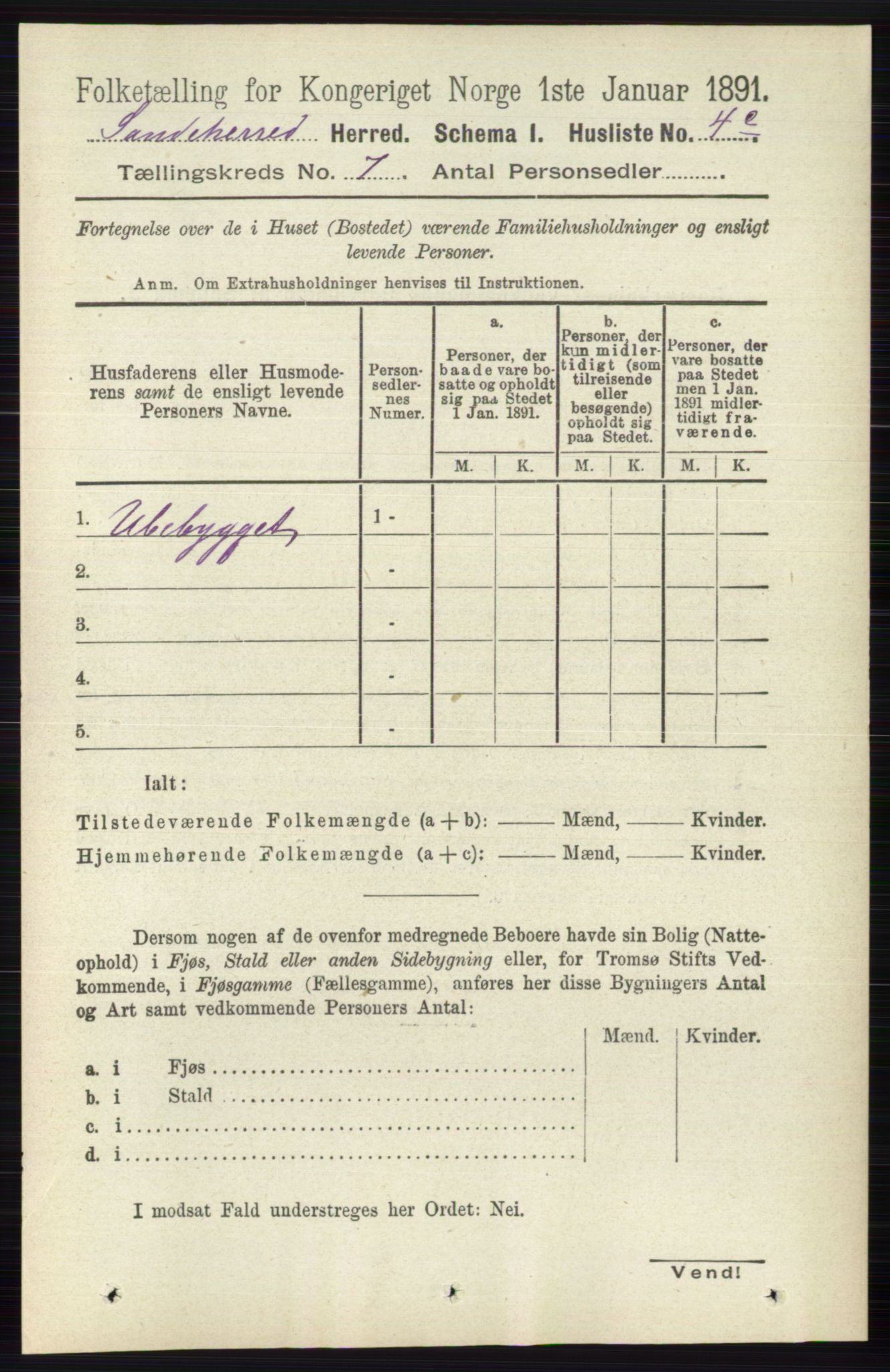 RA, Folketelling 1891 for 0724 Sandeherred herred, 1891, s. 3977