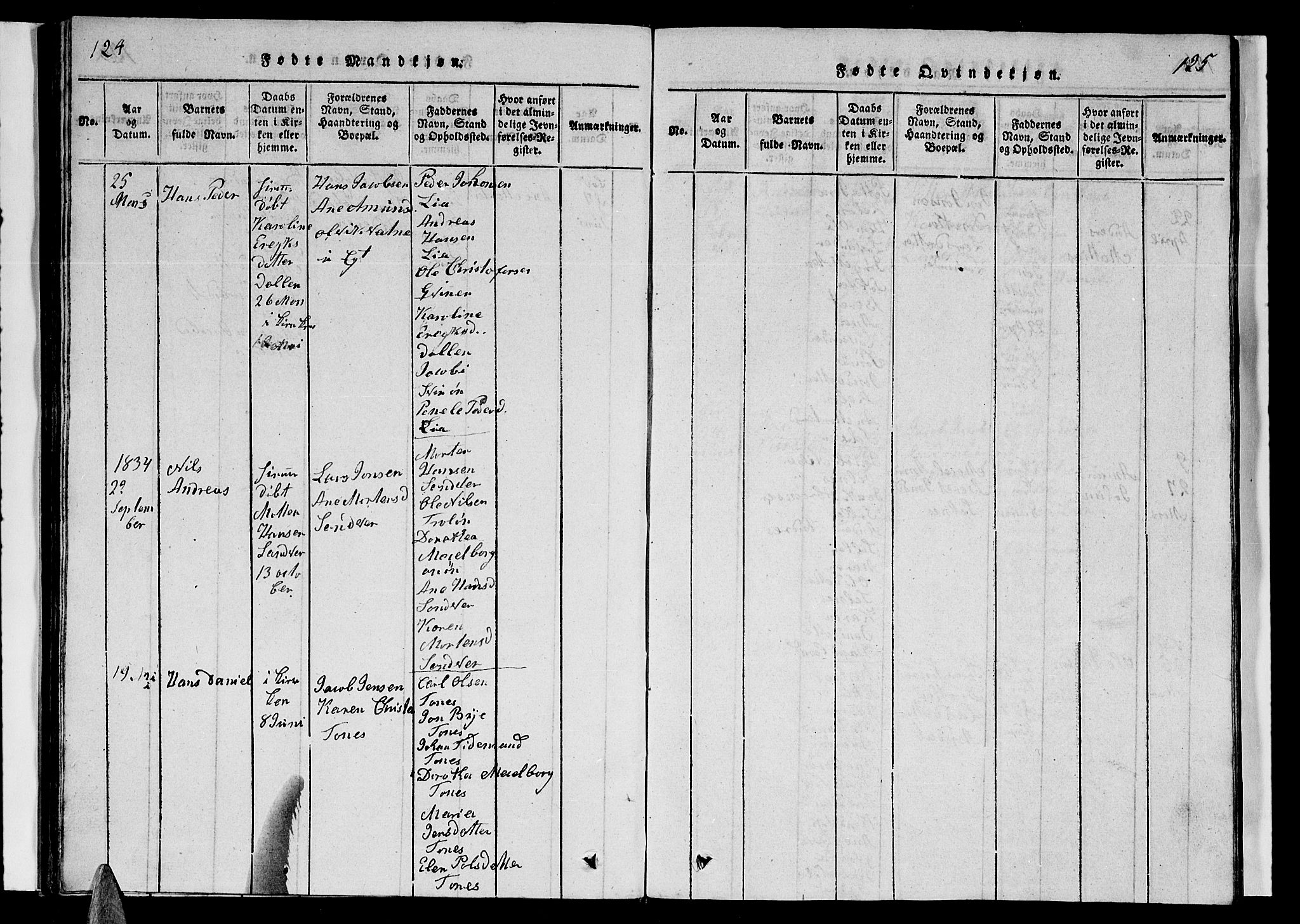 Ministerialprotokoller, klokkerbøker og fødselsregistre - Nordland, AV/SAT-A-1459/839/L0571: Klokkerbok nr. 839C01, 1820-1840, s. 124-125