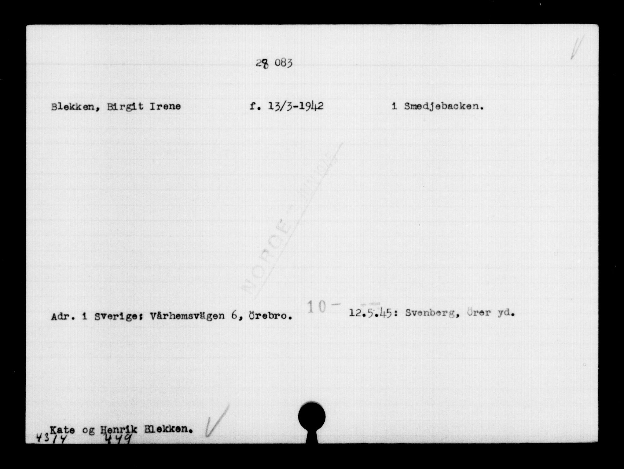 Utenriksstasjonene, Legasjonen i Stockholm, Flyktningkontoret, AV/RA-S-6753/V/Va/L0011: Kjesäterkartoteket, flyktninger med registreringsnr. 25300-28349, 1940-1945, s. 2966