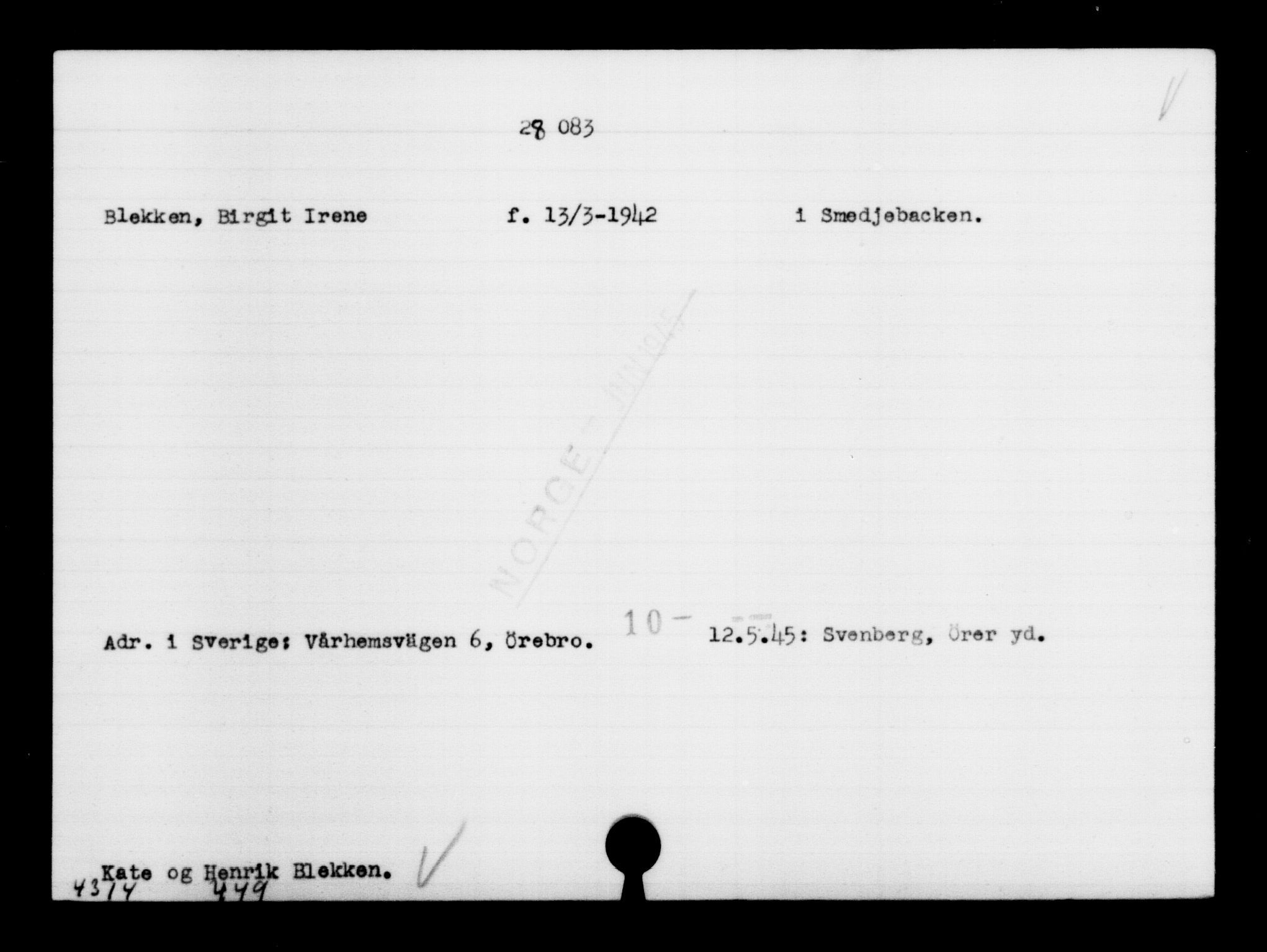 Den Kgl. Norske Legasjons Flyktningskontor, RA/S-6753/V/Va/L0011: Kjesäterkartoteket.  Flyktningenr. 25300-28349, 1940-1945, s. 2966