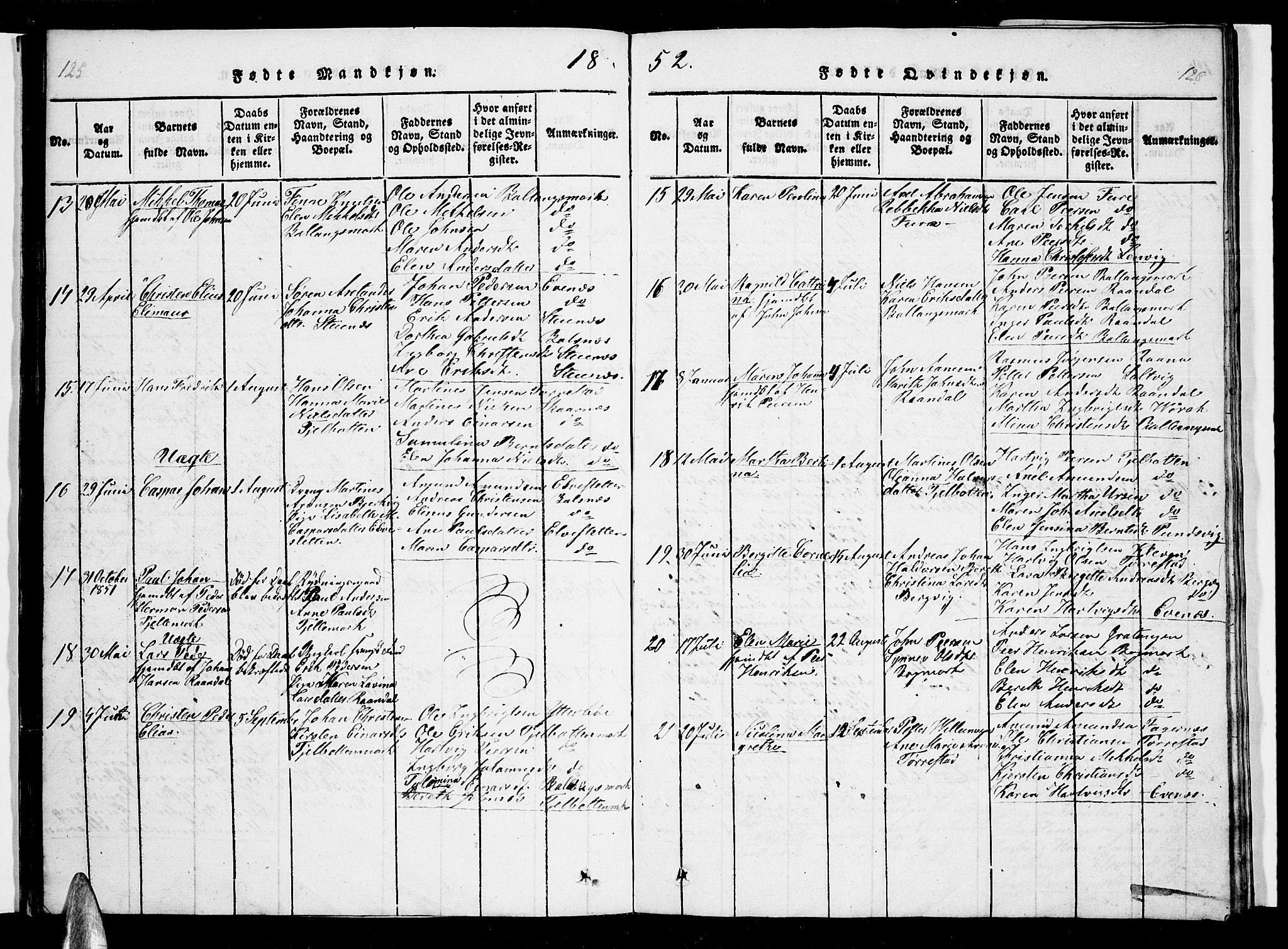 Ministerialprotokoller, klokkerbøker og fødselsregistre - Nordland, AV/SAT-A-1459/863/L0911: Klokkerbok nr. 863C01, 1821-1858, s. 125-126