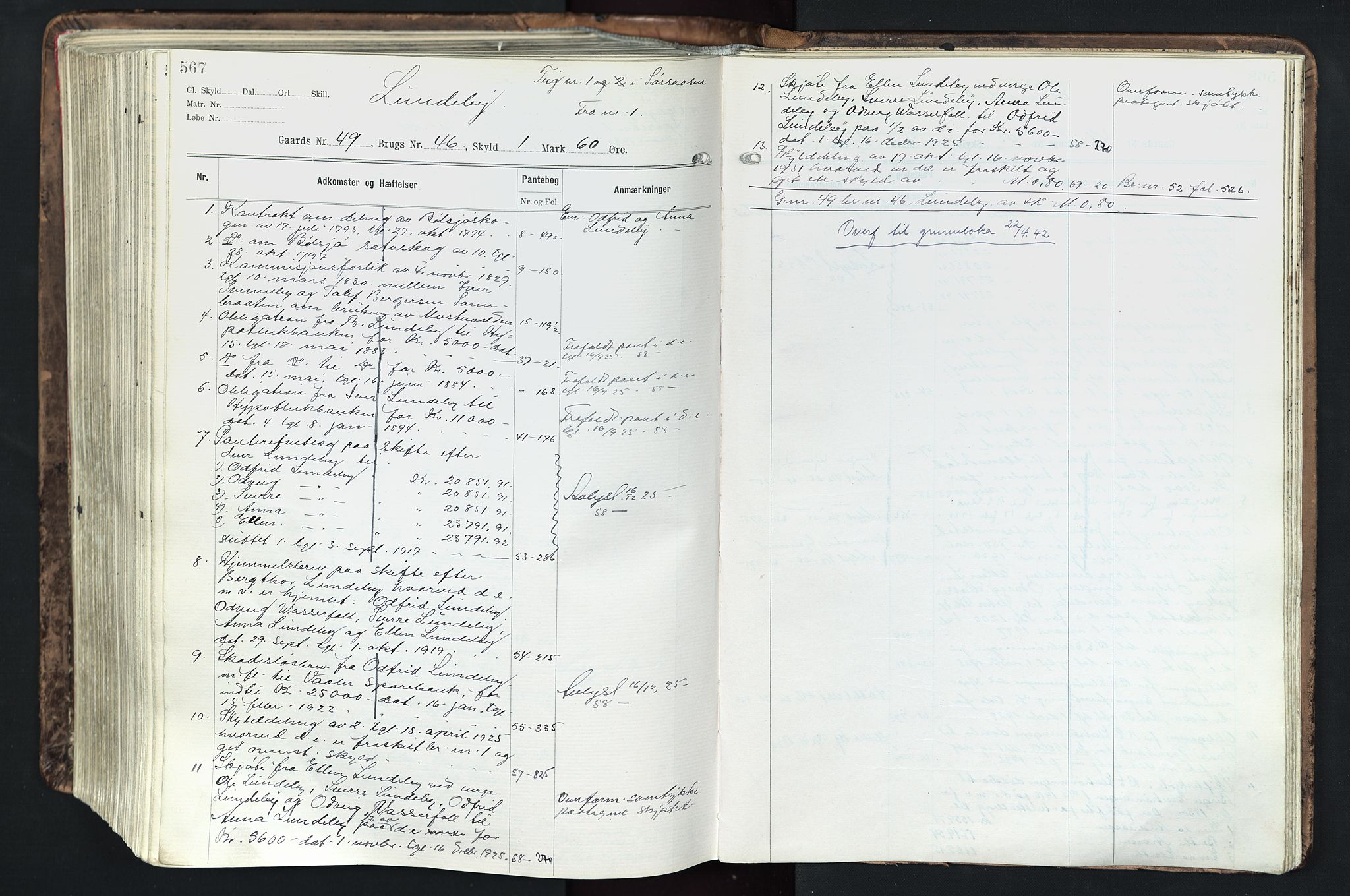 Solør tingrett, AV/SAH-TING-008/H/Ha/Hak/L0003: Panteregister nr. III, 1900-1935, s. 567