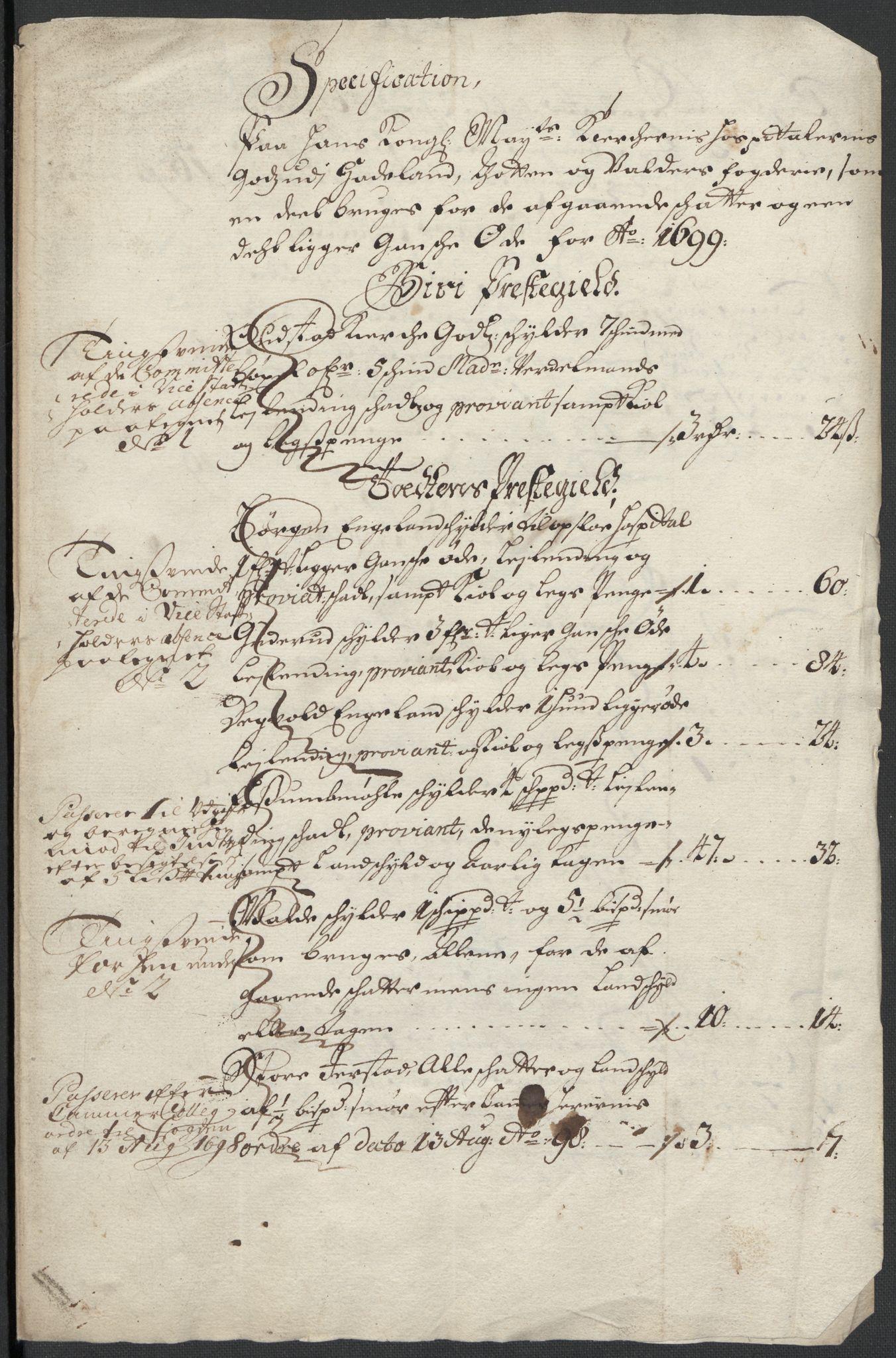 Rentekammeret inntil 1814, Reviderte regnskaper, Fogderegnskap, AV/RA-EA-4092/R18/L1297: Fogderegnskap Hadeland, Toten og Valdres, 1699, s. 444