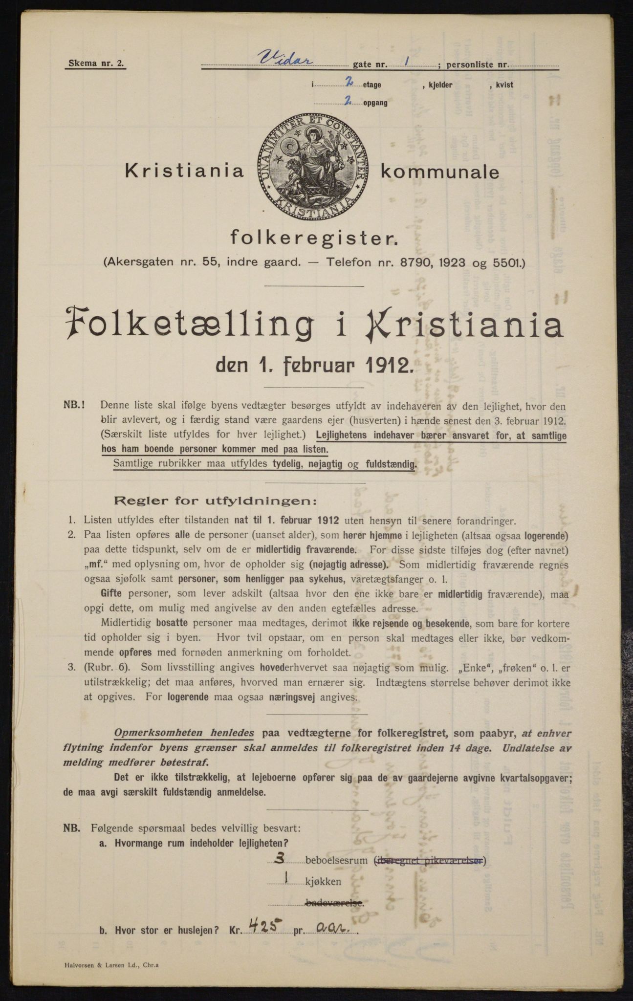 OBA, Kommunal folketelling 1.2.1912 for Kristiania, 1912, s. 123538