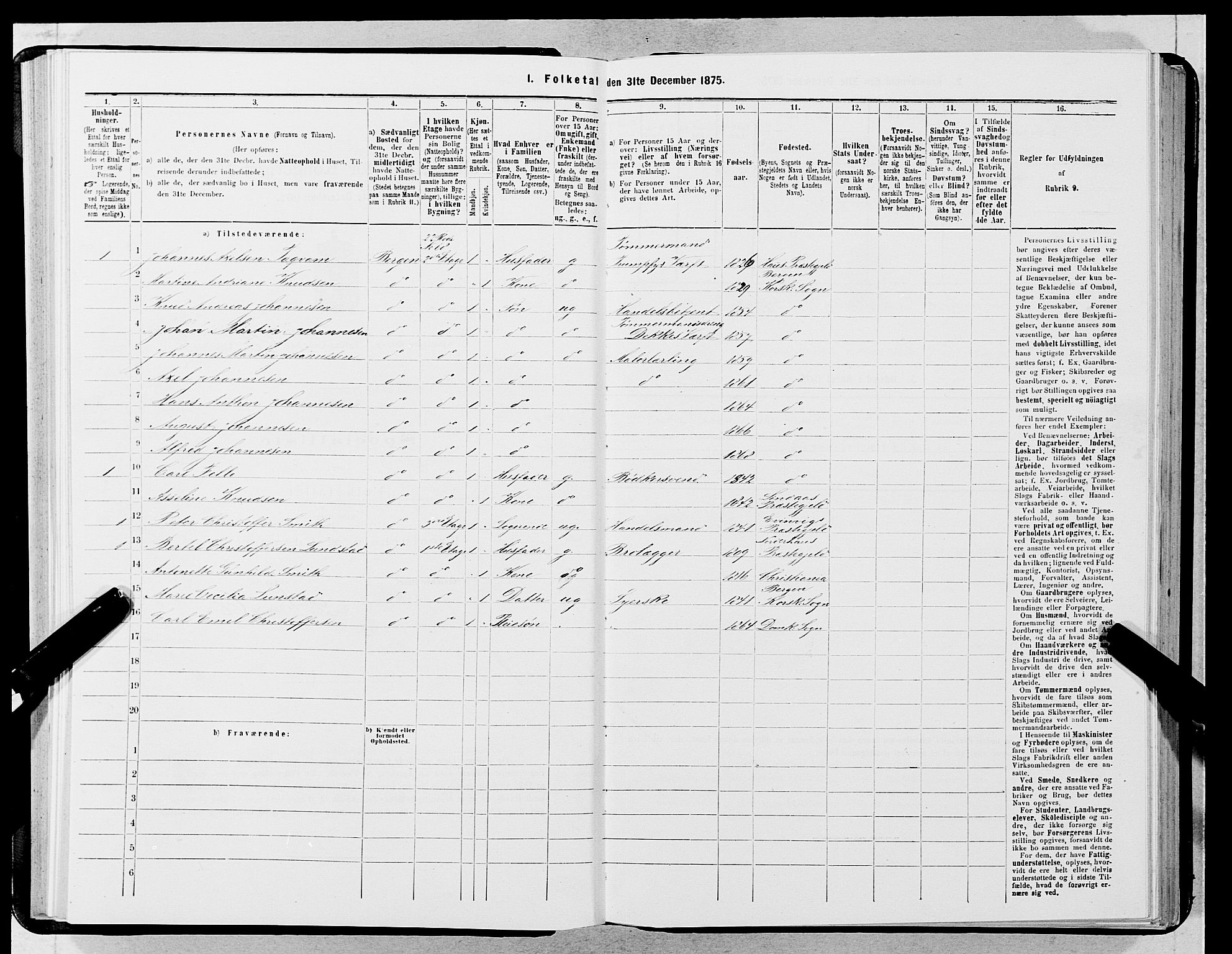 SAB, Folketelling 1875 for 1301 Bergen kjøpstad, 1875, s. 5000