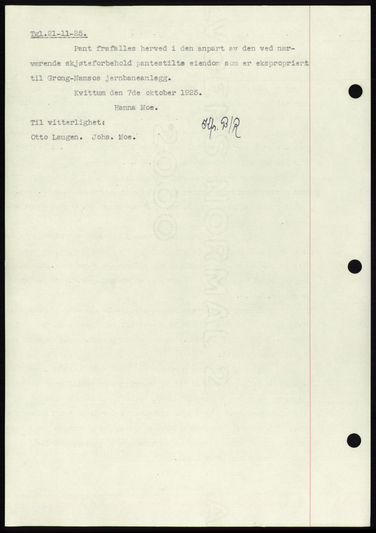 Namdal sorenskriveri, SAT/A-4133/1/2/2C: Pantebok nr. -, 1916-1921, Tingl.dato: 07.06.1917