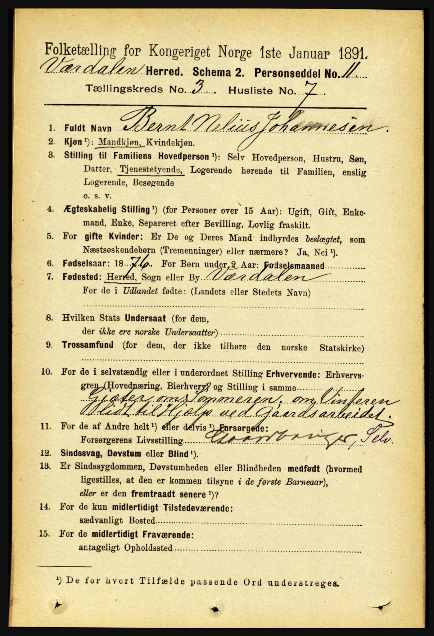 RA, Folketelling 1891 for 1721 Verdal herred, 1891, s. 1819
