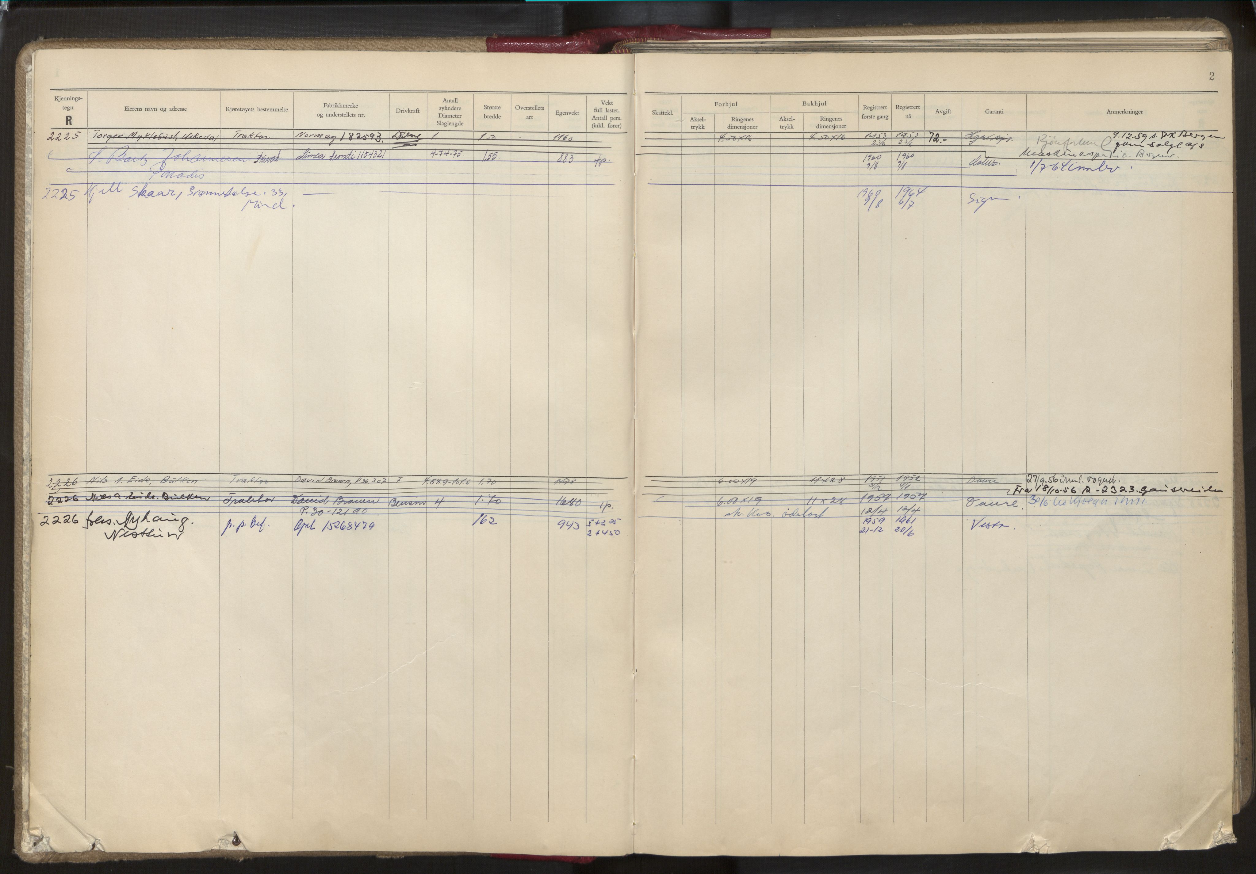 Statens vegvesen, Hordaland vegkontor, AV/SAB-A-5201/2/O/Oa/L0007: Bil - R2223-2614, 1915-1970