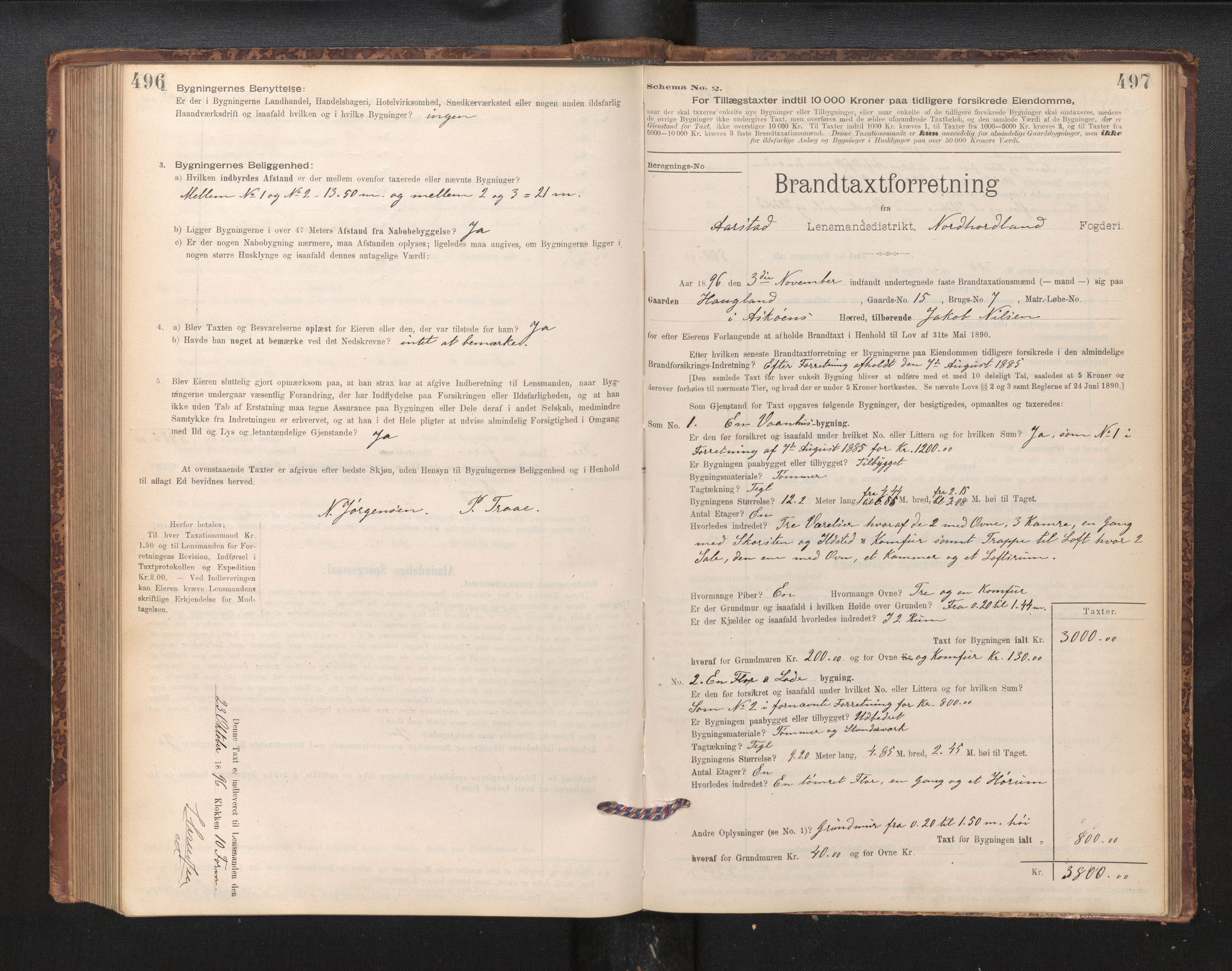 Lensmannen i Årstad, AV/SAB-A-36201/0012/L0011: Branntakstprotokoll,skjematakst, 1895-1901, s. 496-497