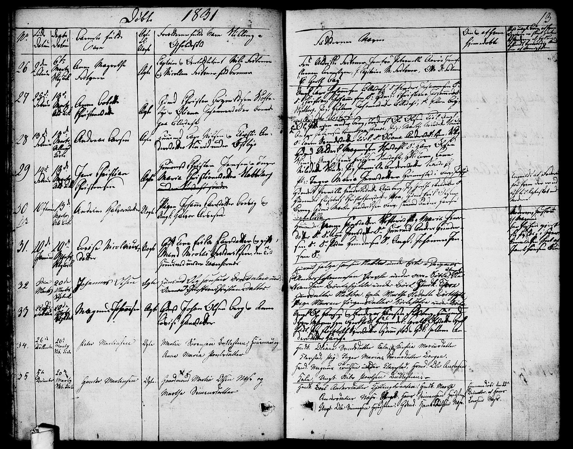 Skjeberg prestekontor Kirkebøker, AV/SAO-A-10923/F/Fa/L0005: Ministerialbok nr. I 5, 1830-1845, s. 13