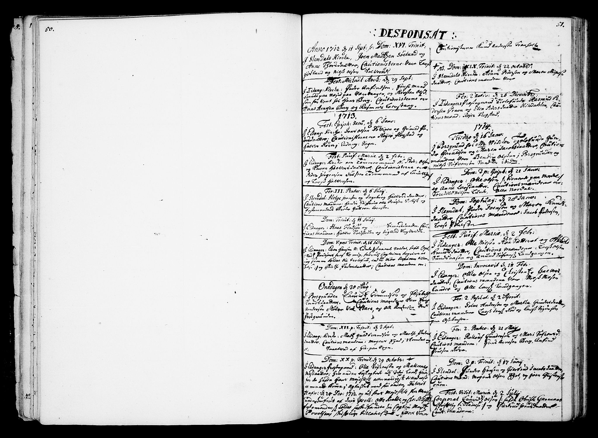 Eidanger kirkebøker, AV/SAKO-A-261/F/Fa/L0002: Ministerialbok nr. 2, 1712-1720, s. 50-51