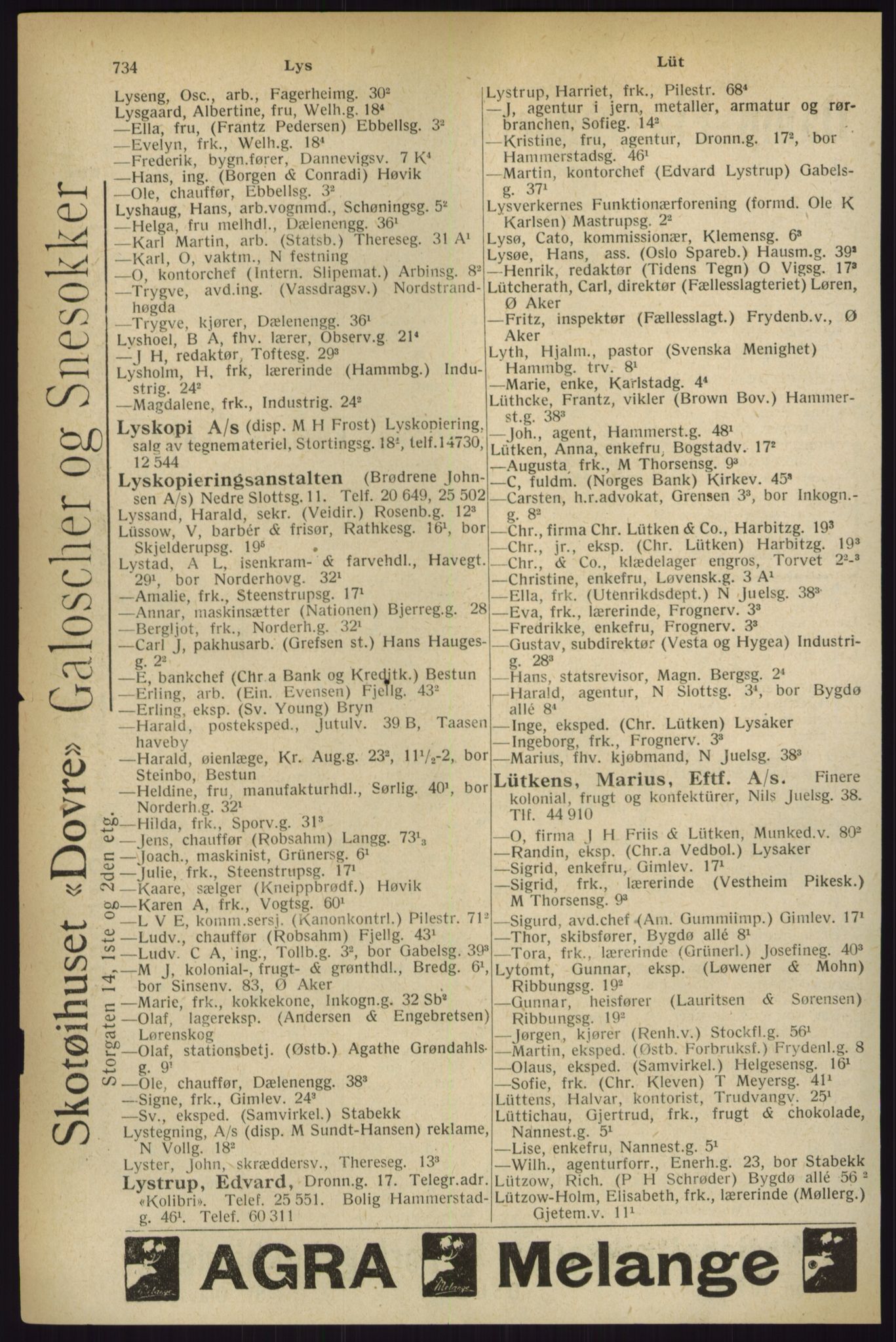 Kristiania/Oslo adressebok, PUBL/-, 1927, s. 734