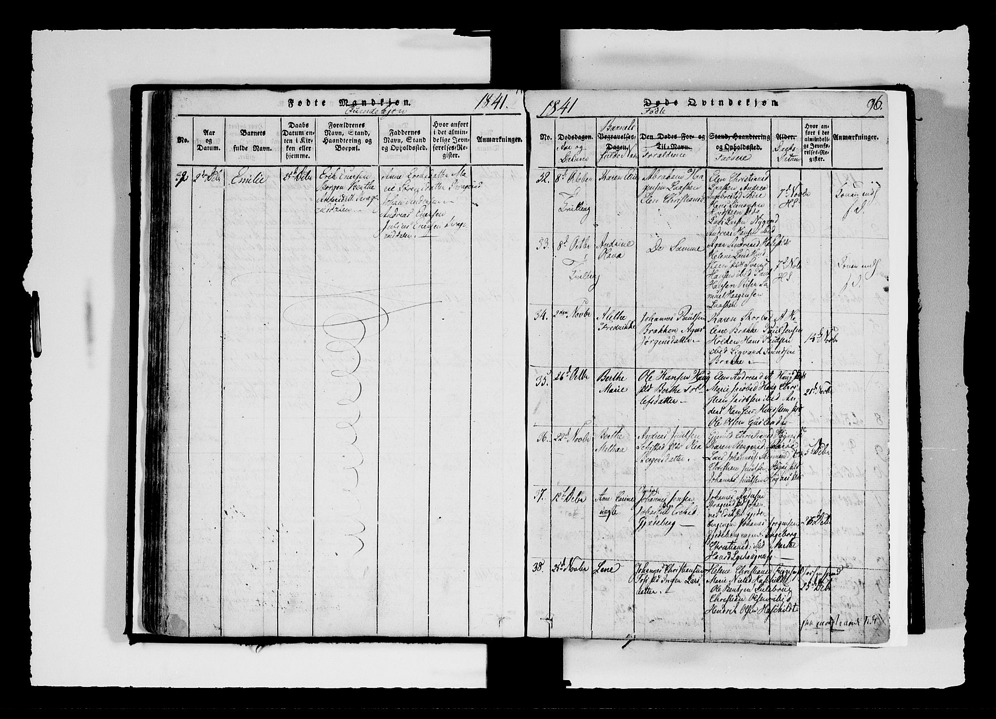 Hobøl prestekontor Kirkebøker, AV/SAO-A-2002/F/Fa/L0002: Ministerialbok nr. I 2, 1814-1841, s. 96