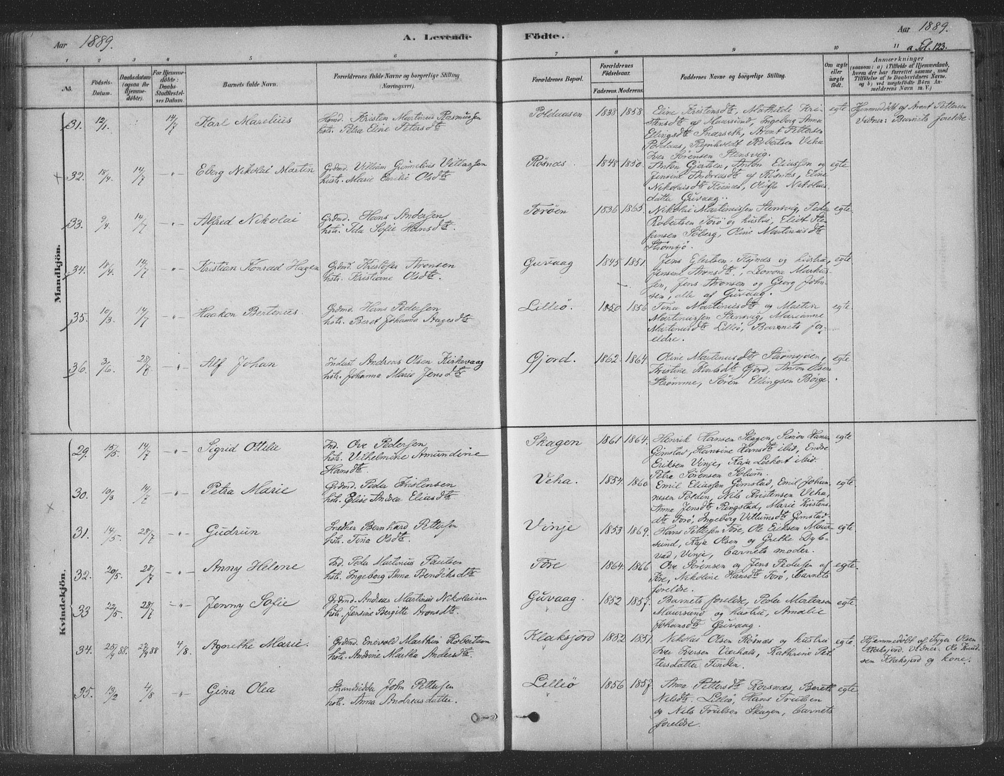 Ministerialprotokoller, klokkerbøker og fødselsregistre - Nordland, SAT/A-1459/891/L1302: Ministerialbok nr. 891A07, 1878-1895, s. 123