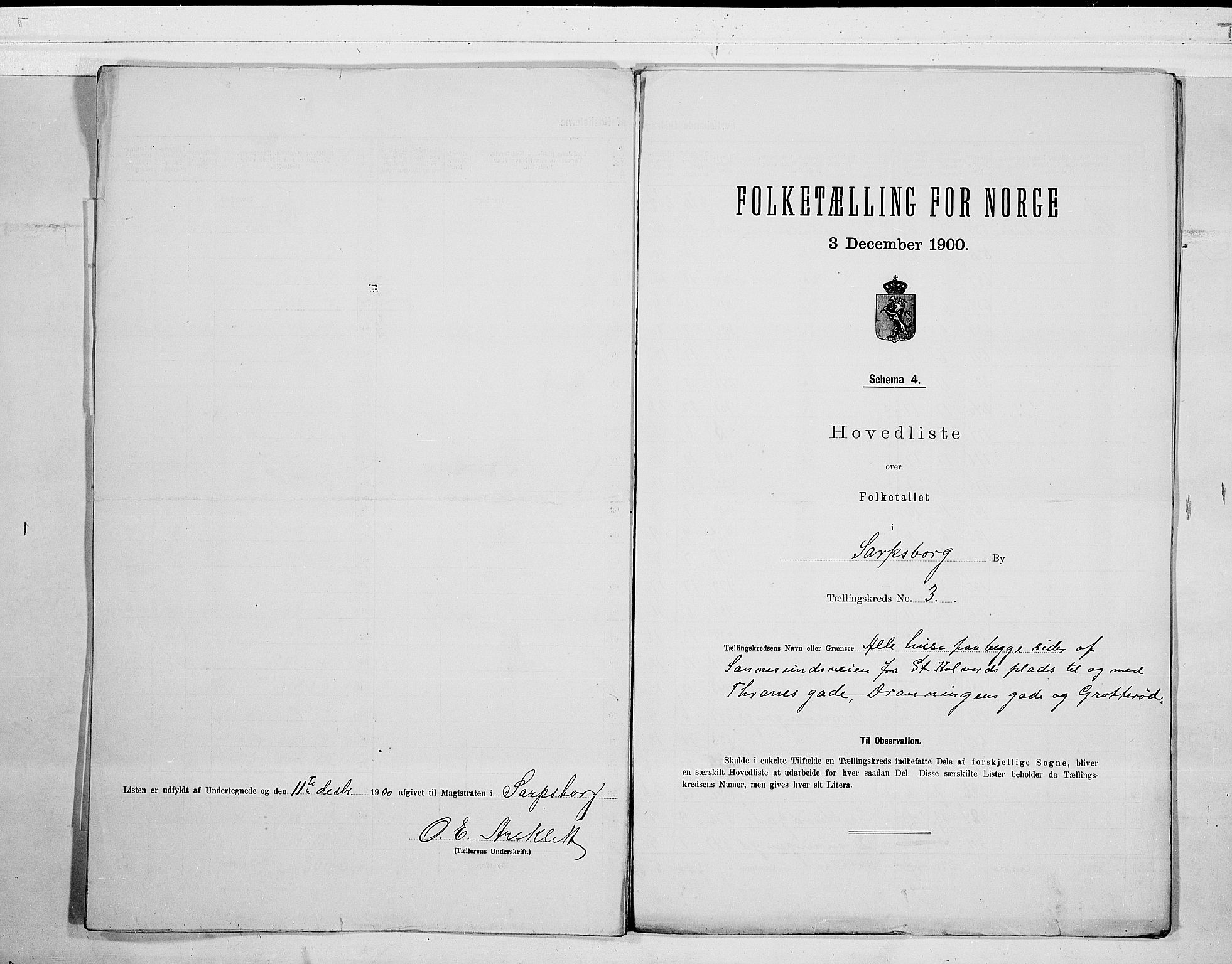 SAO, Folketelling 1900 for 0102 Sarpsborg kjøpstad, 1900, s. 8