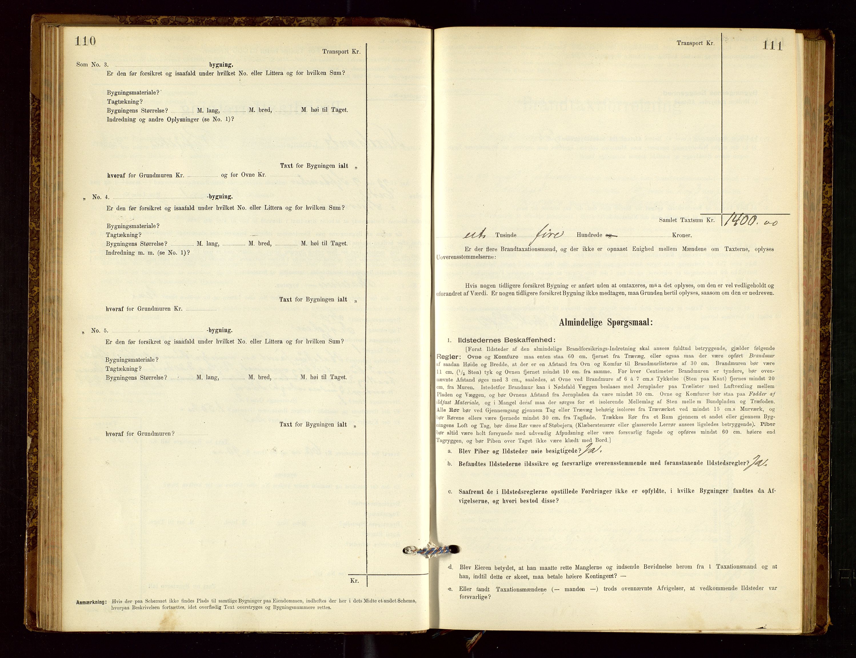 Nedstrand lensmannskontor, AV/SAST-A-100236/Gob/L0001: "Brandtaxationsprotokol for Nerstrand Lensmandsdistrikt Ryfylke fogderi", 1895-1915, s. 110-111