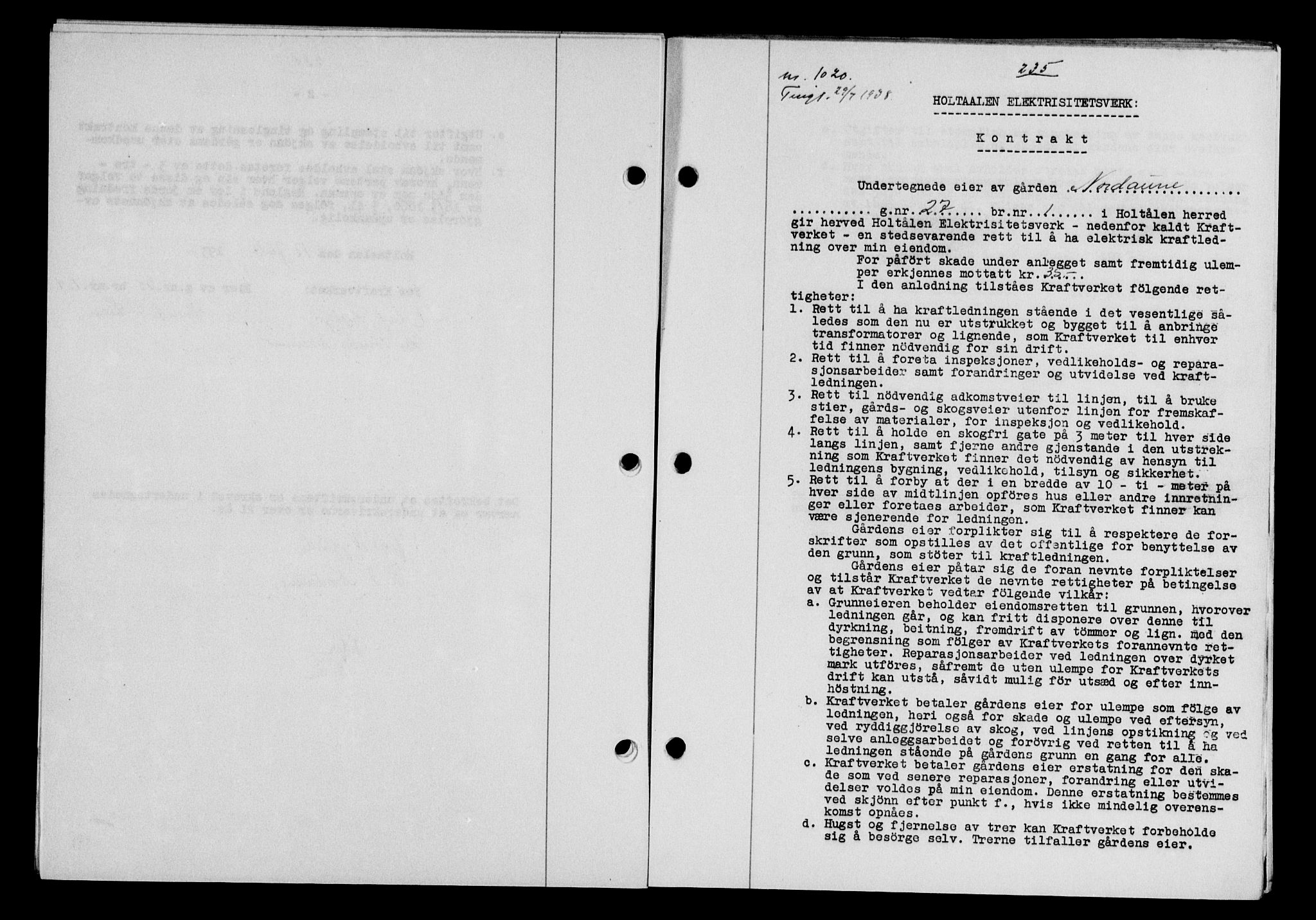Gauldal sorenskriveri, SAT/A-0014/1/2/2C/L0049: Pantebok nr. 53, 1938-1938, Dagboknr: 1020/1938