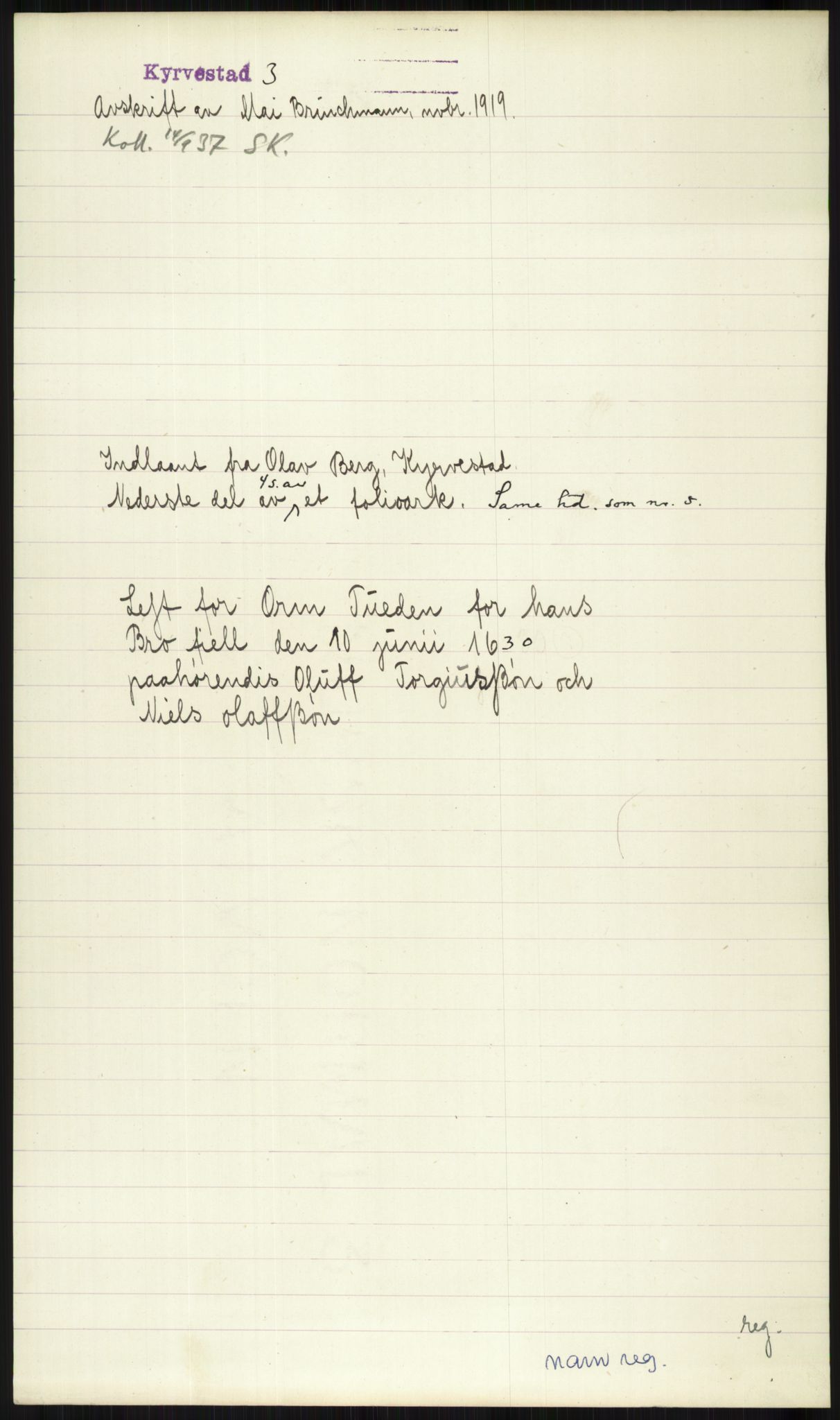 Samlinger til kildeutgivelse, Diplomavskriftsamlingen, AV/RA-EA-4053/H/Ha, s. 3046