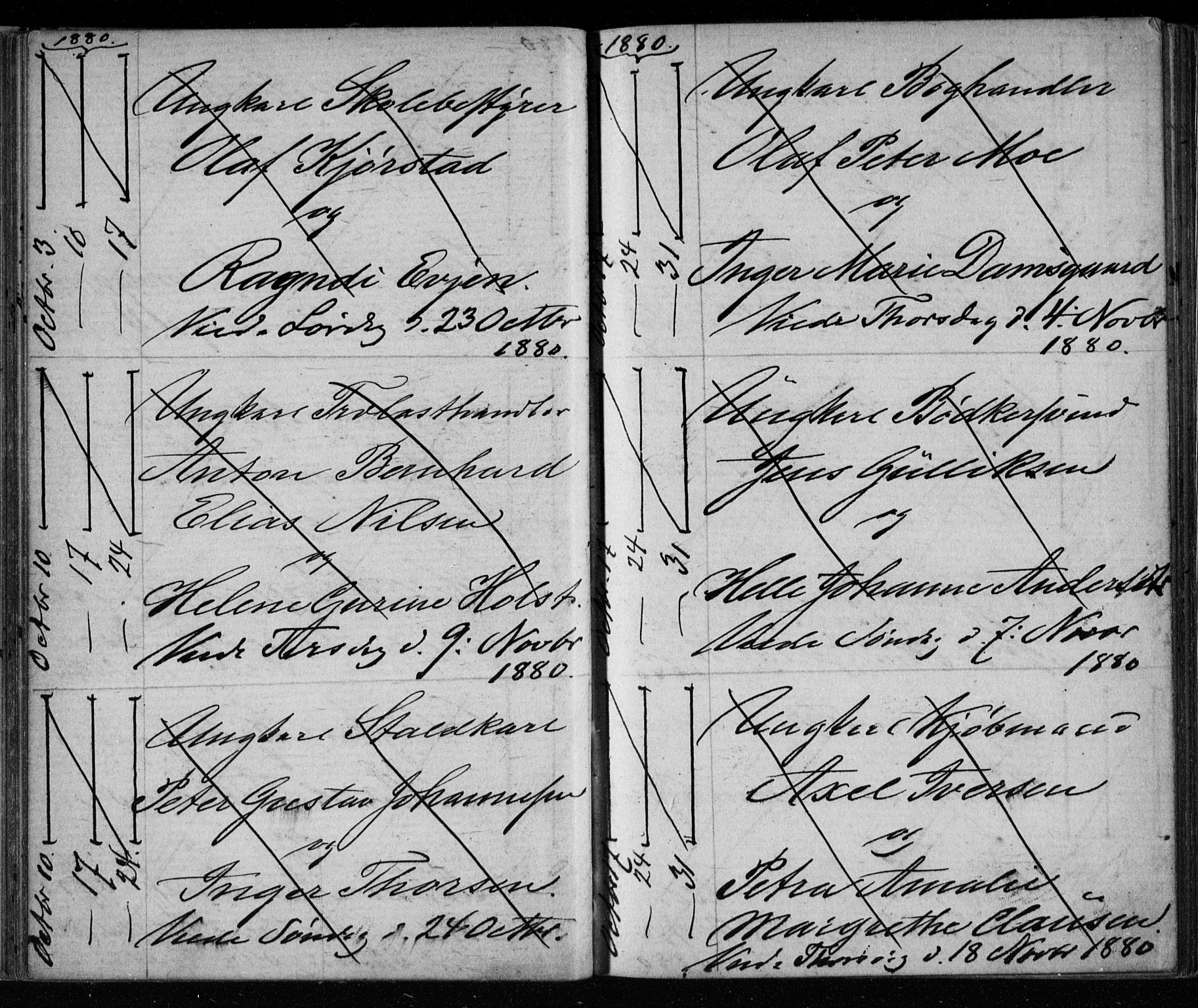 Bragernes kirkebøker, AV/SAKO-A-6/H/Ha/L0006: Lysningsprotokoll nr. 6, 1873-1896