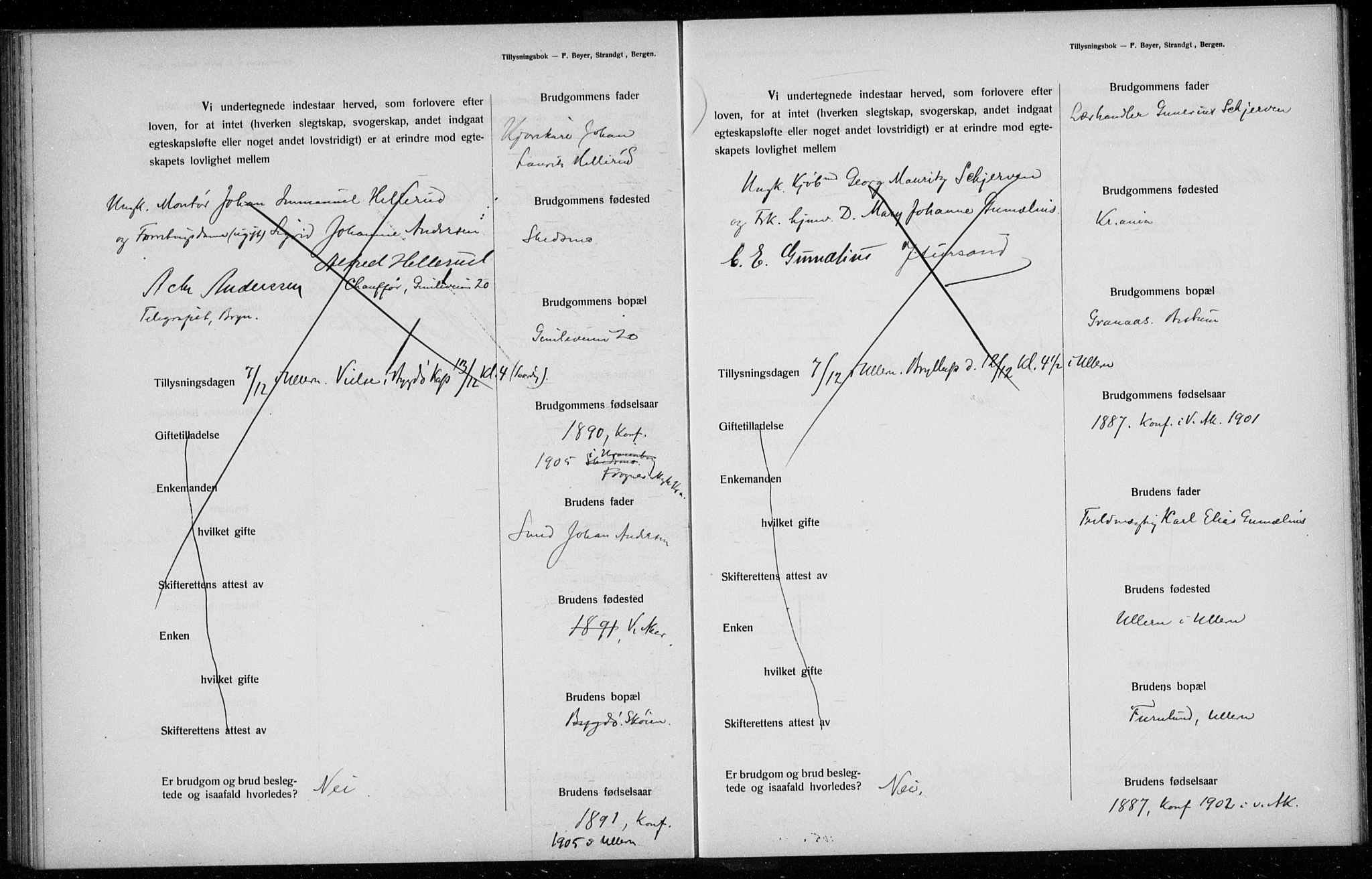 Ullern prestekontor Kirkebøker, AV/SAO-A-10740/H/L0001: Lysningsprotokoll nr. 1, 1911-1916