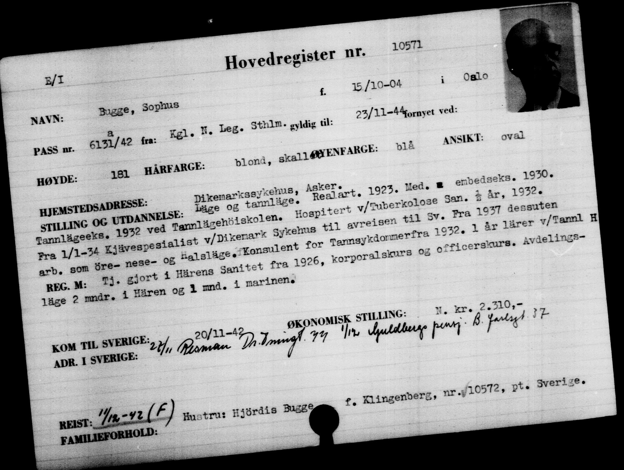 Utenriksstasjonene, Legasjonen i Stockholm, Flyktningkontoret, AV/RA-S-6753/V/Va/L0006: Kjesäterkartoteket, flyktninger med registreringsnr. 9400-12711, 1940-1945, s. 1349