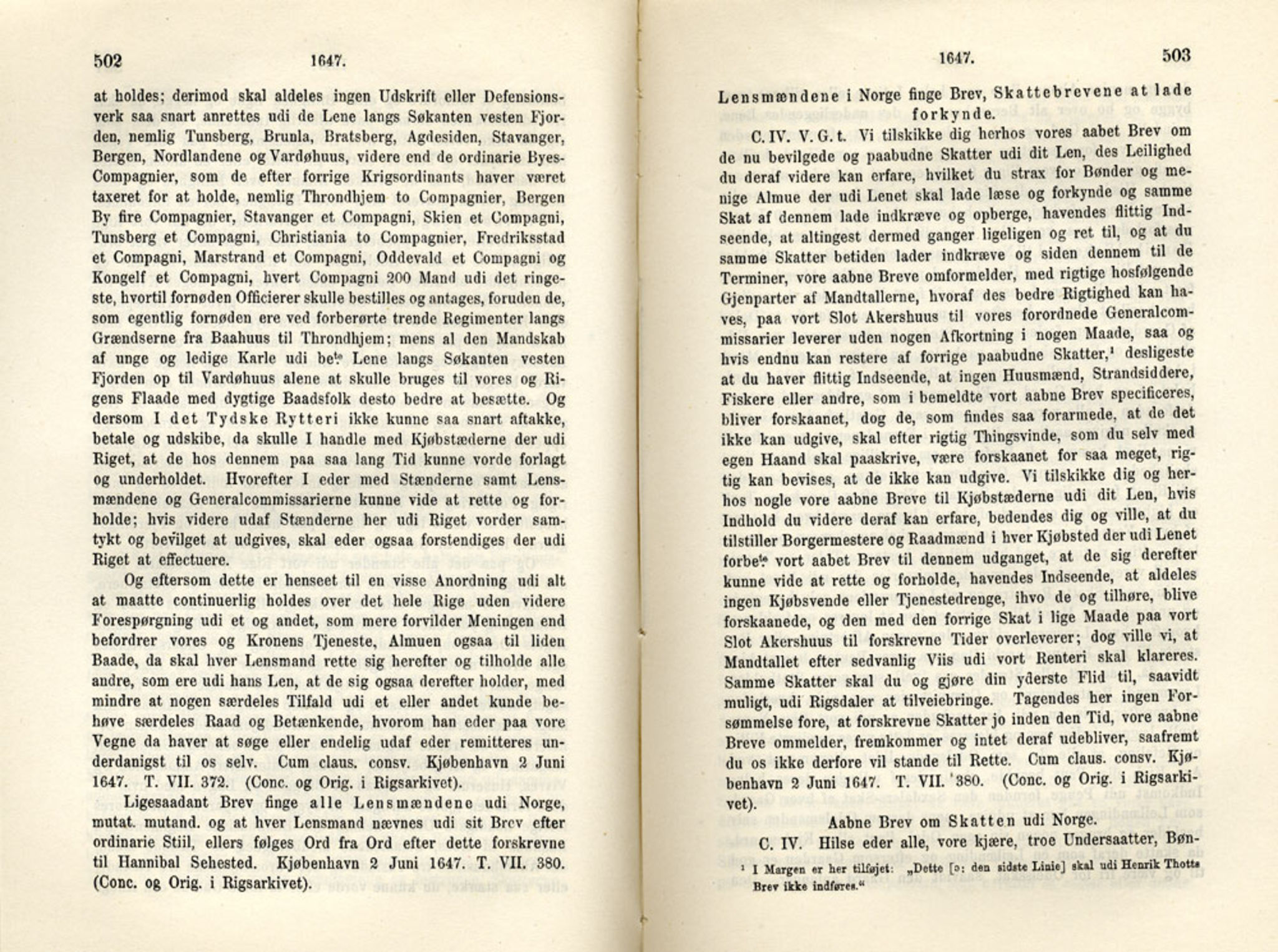 Publikasjoner utgitt av Det Norske Historiske Kildeskriftfond, PUBL/-/-/-: Norske Rigs-Registranter, bind 8, 1641-1648, s. 502-503