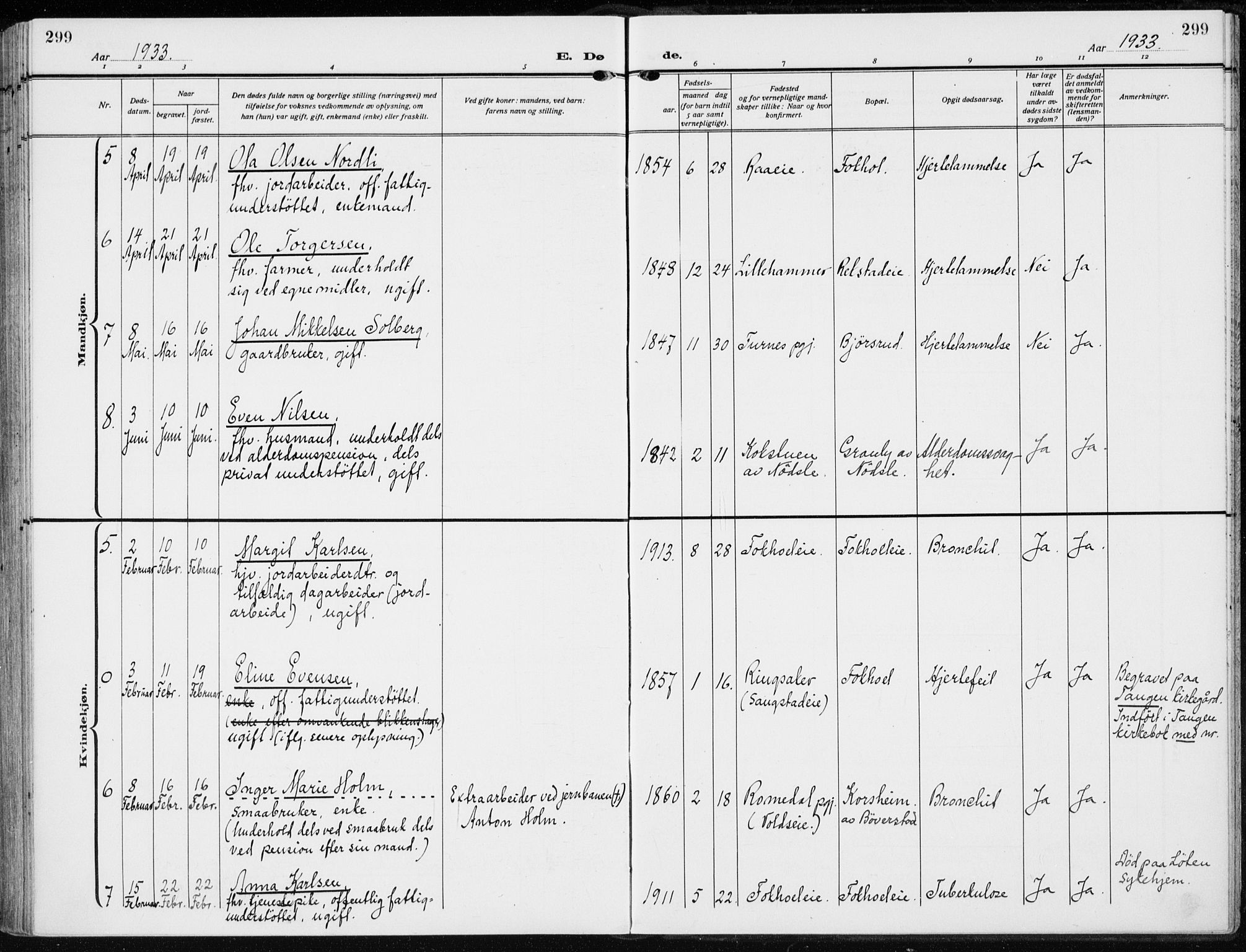 Stange prestekontor, AV/SAH-PREST-002/K/L0026: Ministerialbok nr. 26, 1923-1937, s. 299