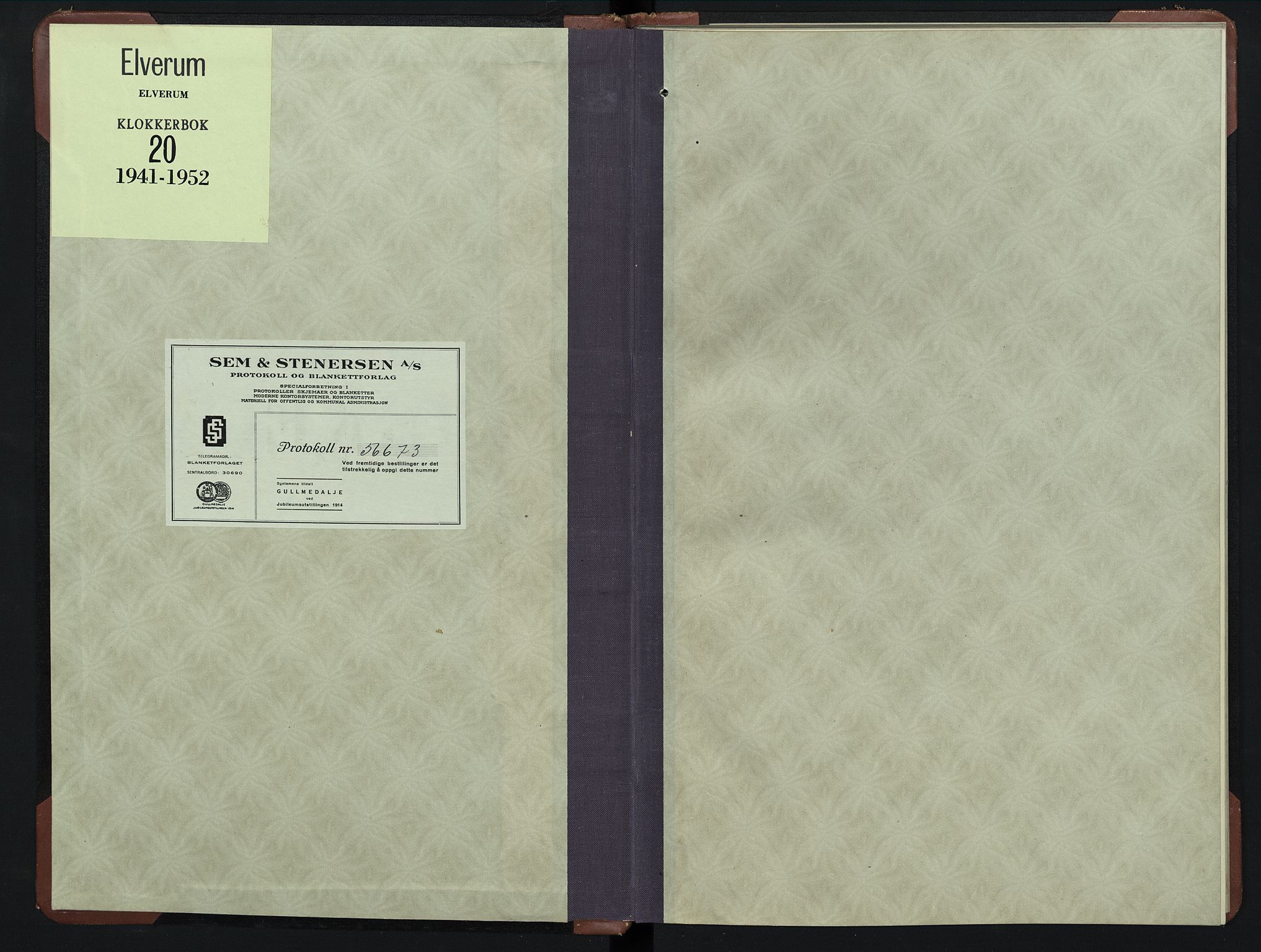 Elverum prestekontor, SAH/PREST-044/H/Ha/Hab/L0020: Klokkerbok nr. 20, 1941-1952