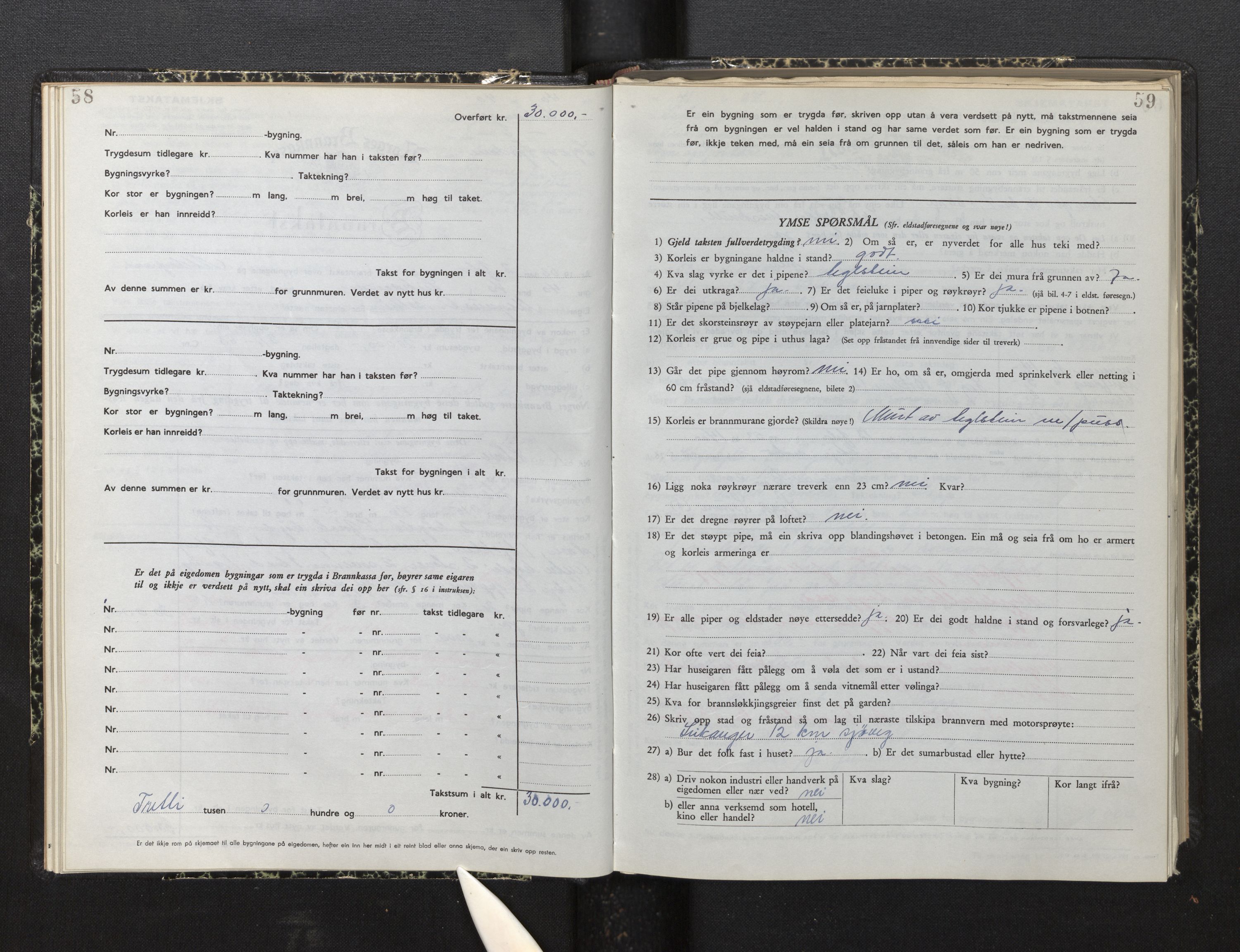 Lensmannen i Leikanger, AV/SAB-A-29201/0012/L0010: Branntakstprotokoll, skjematakst, 1952-1955, s. 58-59