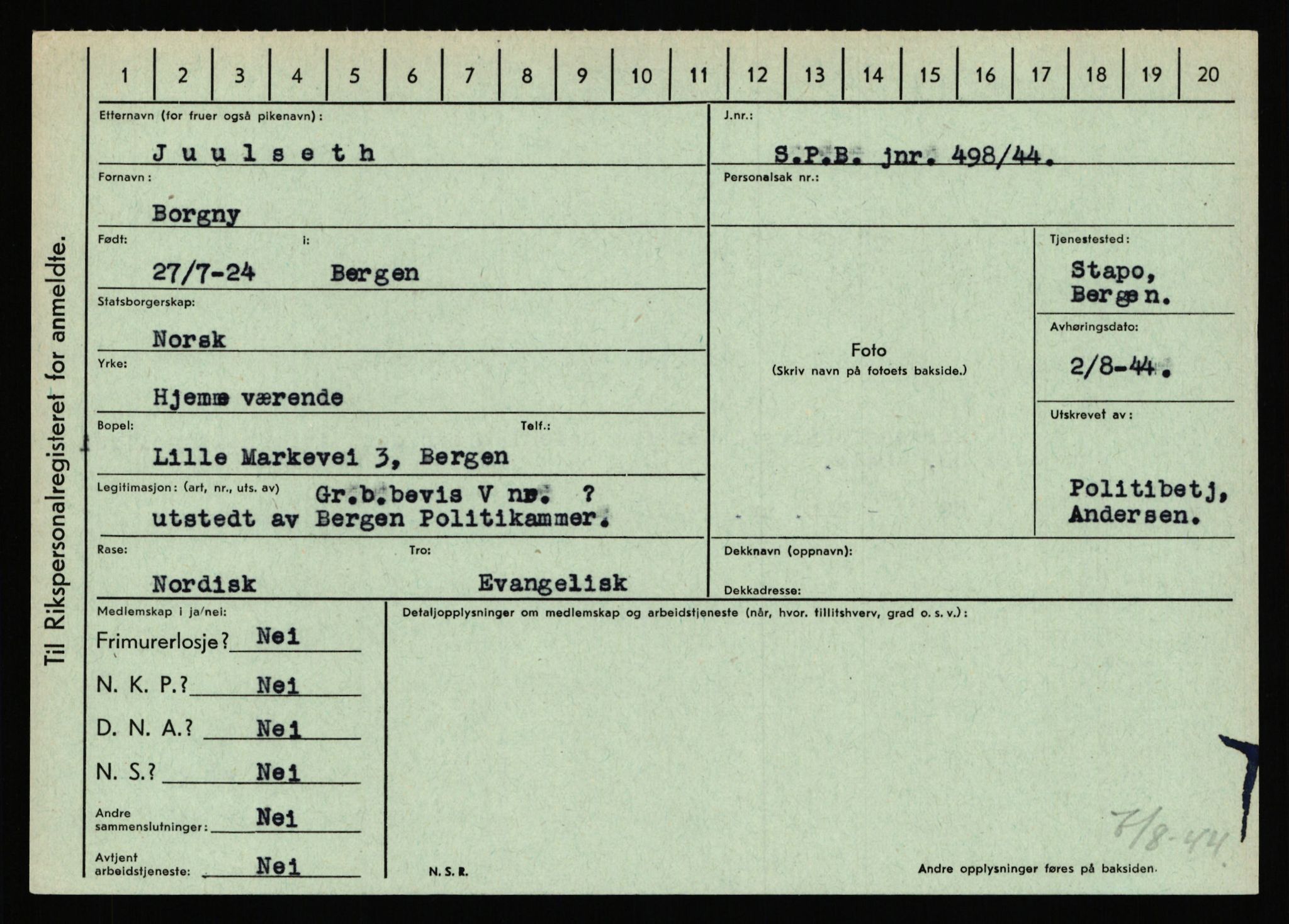 Statspolitiet - Hovedkontoret / Osloavdelingen, AV/RA-S-1329/C/Ca/L0008: Johan(nes)sen - Knoph, 1943-1945, s. 2624