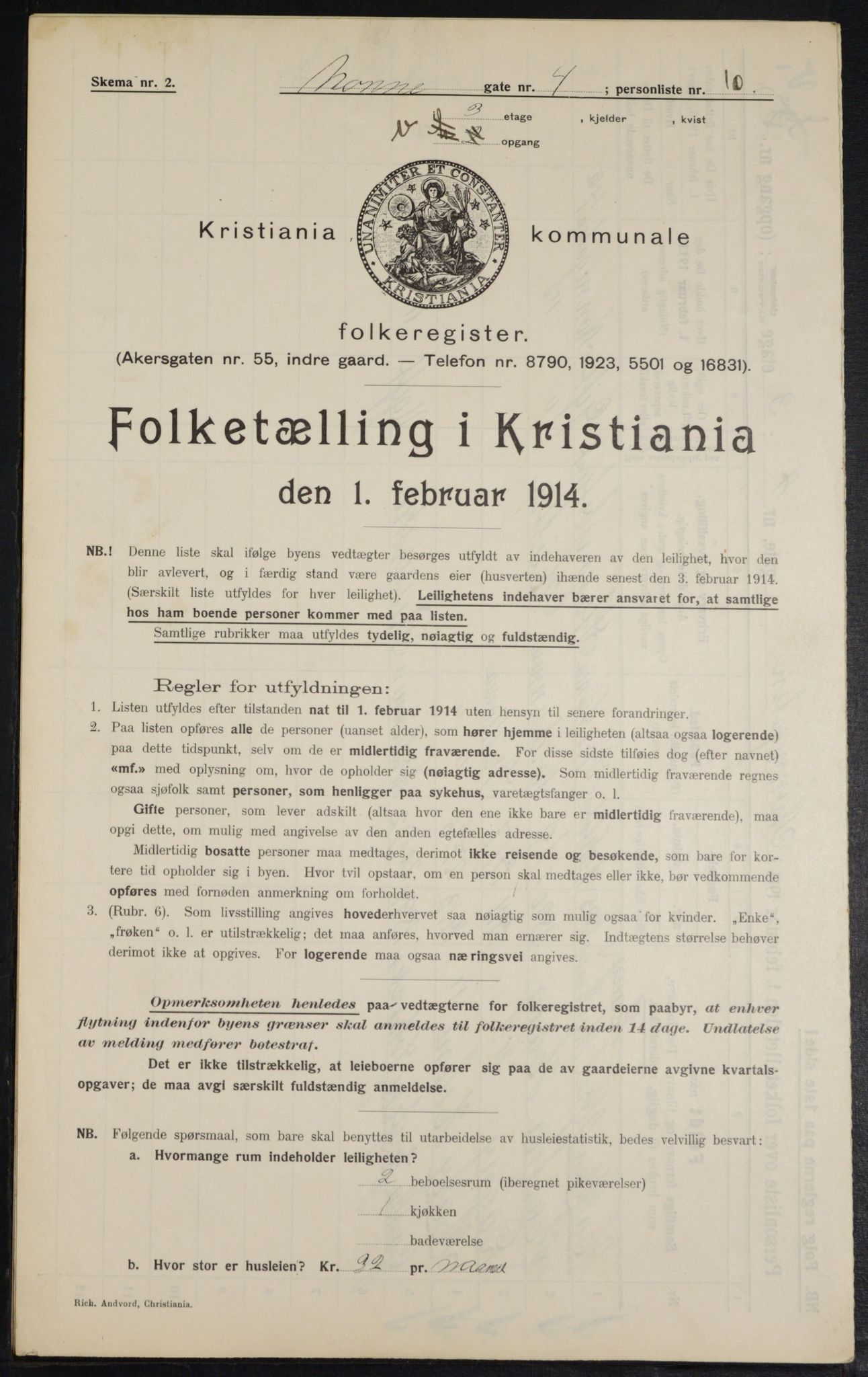 OBA, Kommunal folketelling 1.2.1914 for Kristiania, 1914, s. 71398