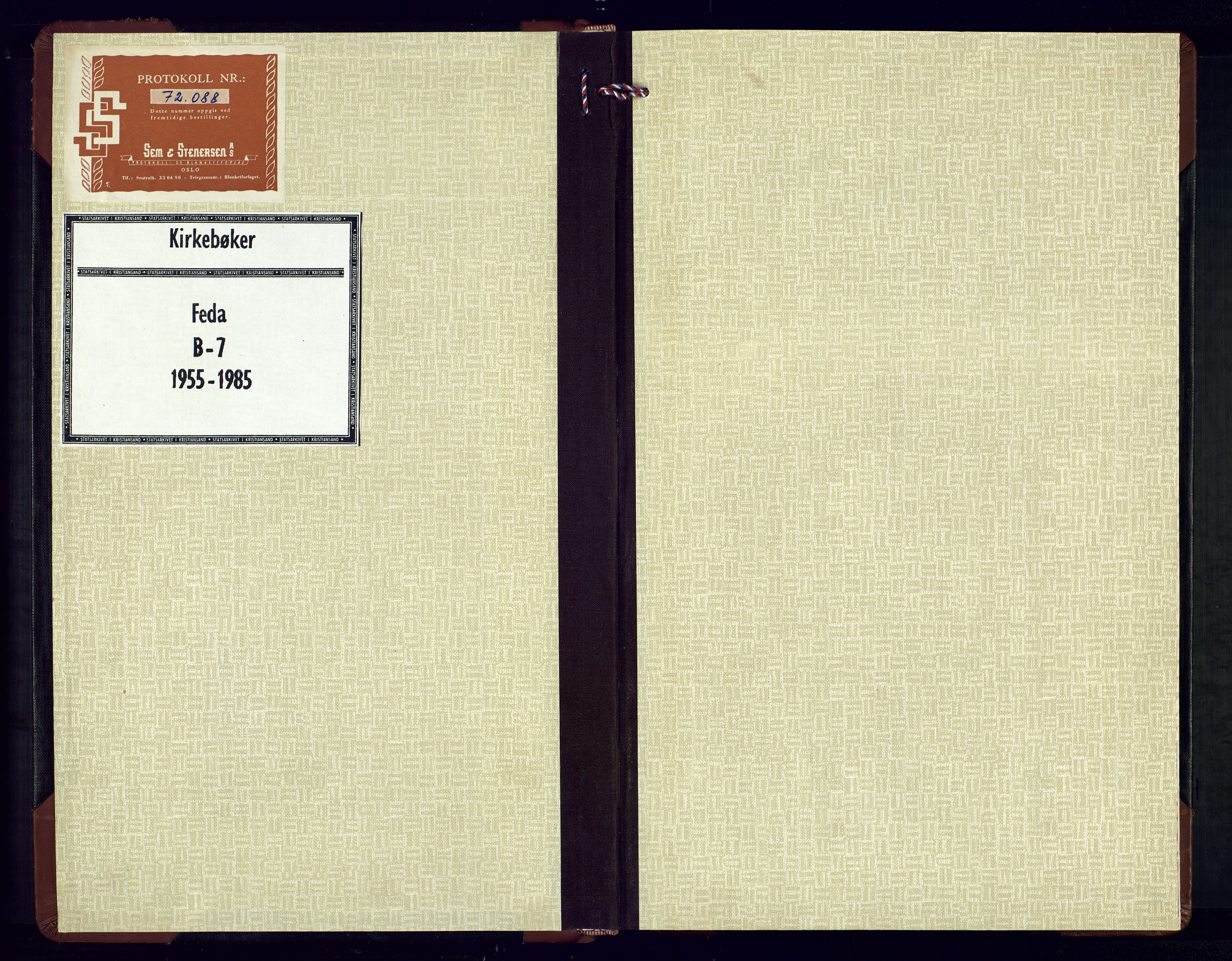 Kvinesdal sokneprestkontor, SAK/1111-0026/F/Fb/Fba/L0007: Klokkerbok nr. B 7, 1955-1985