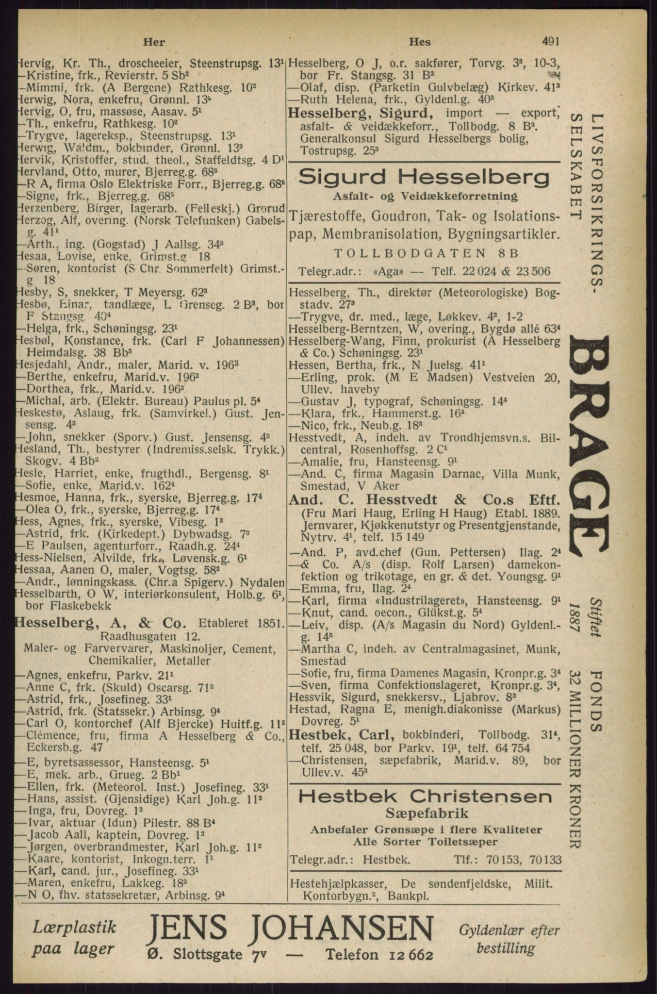 Kristiania/Oslo adressebok, PUBL/-, 1927, s. 491