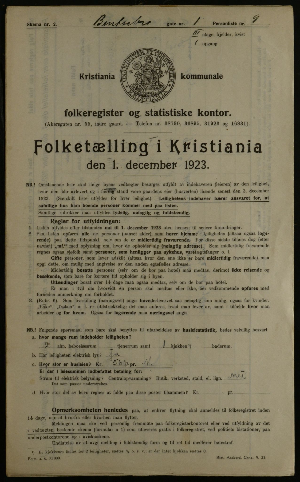 OBA, Kommunal folketelling 1.12.1923 for Kristiania, 1923, s. 4110