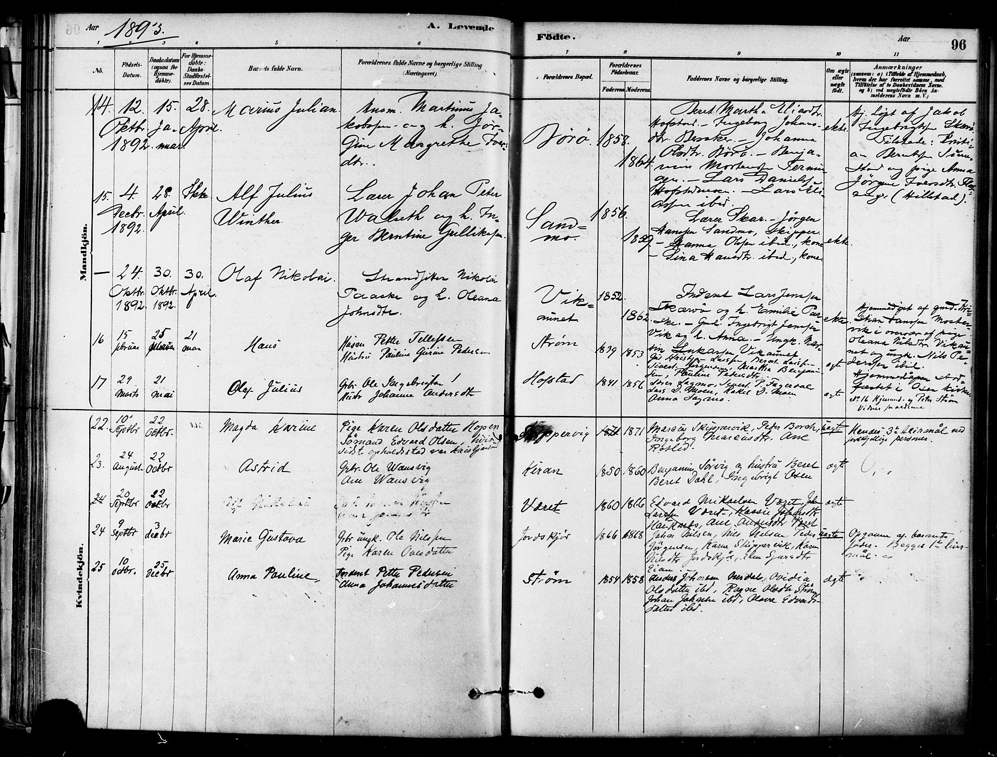 Ministerialprotokoller, klokkerbøker og fødselsregistre - Sør-Trøndelag, SAT/A-1456/657/L0707: Ministerialbok nr. 657A08, 1879-1893, s. 96