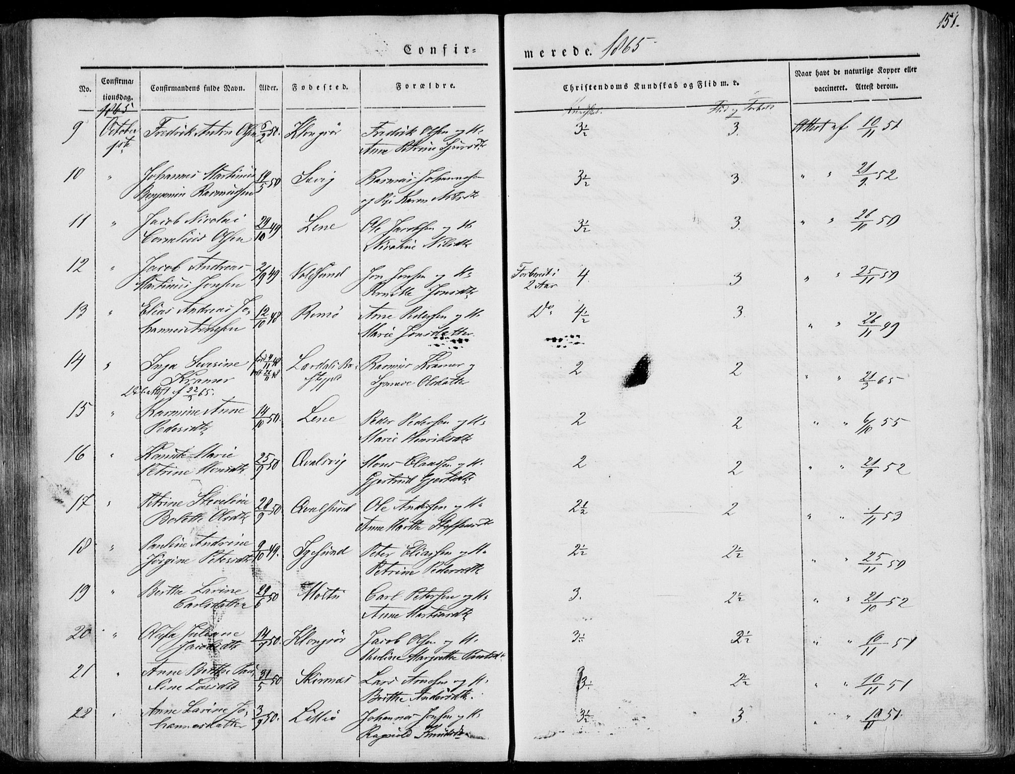 Ministerialprotokoller, klokkerbøker og fødselsregistre - Møre og Romsdal, AV/SAT-A-1454/507/L0070: Ministerialbok nr. 507A05, 1842-1873, s. 151