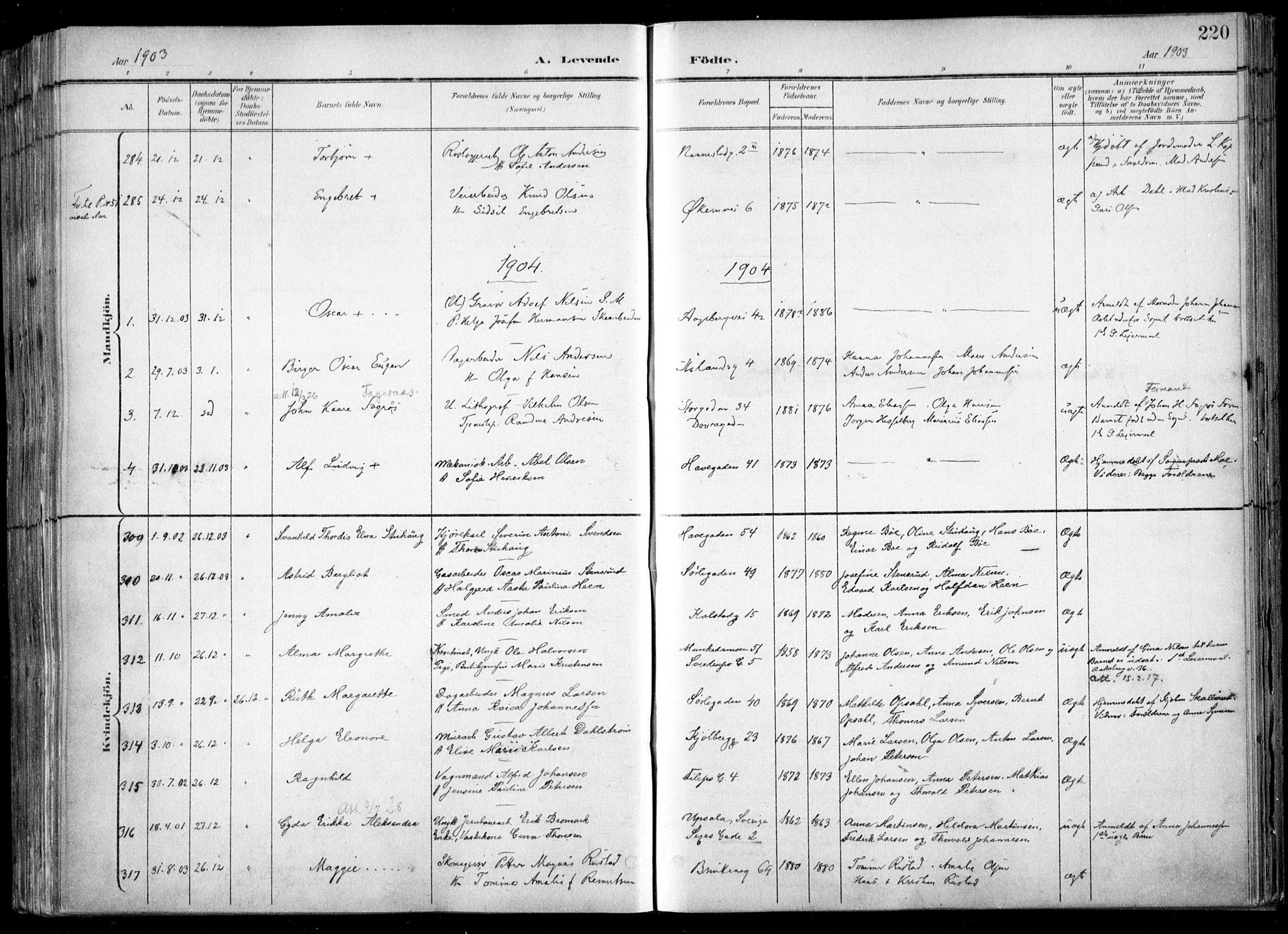 Kampen prestekontor Kirkebøker, AV/SAO-A-10853/F/Fa/L0007: Ministerialbok nr. I 7, 1897-1905, s. 220