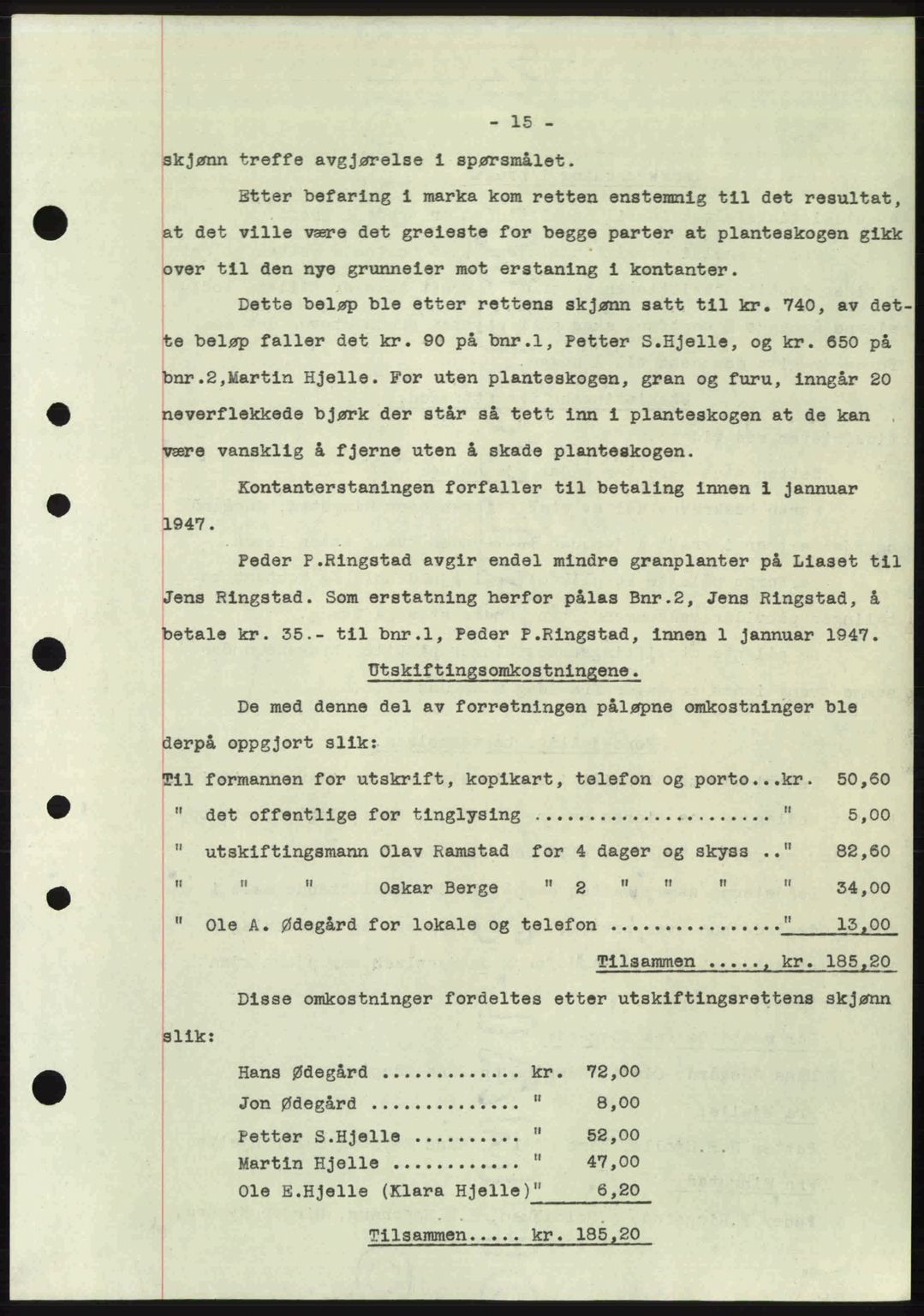 Nordre Sunnmøre sorenskriveri, AV/SAT-A-0006/1/2/2C/2Ca: Pantebok nr. A24, 1947-1947, Dagboknr: 327/1947