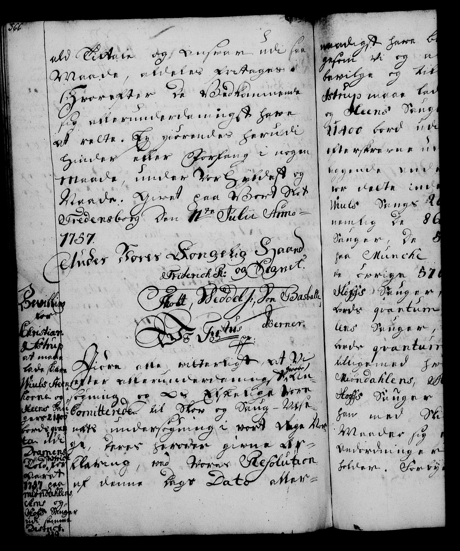 Rentekammeret, Kammerkanselliet, RA/EA-3111/G/Gg/Gga/L0006: Norsk ekspedisjonsprotokoll med register (merket RK 53.6), 1749-1759, s. 566