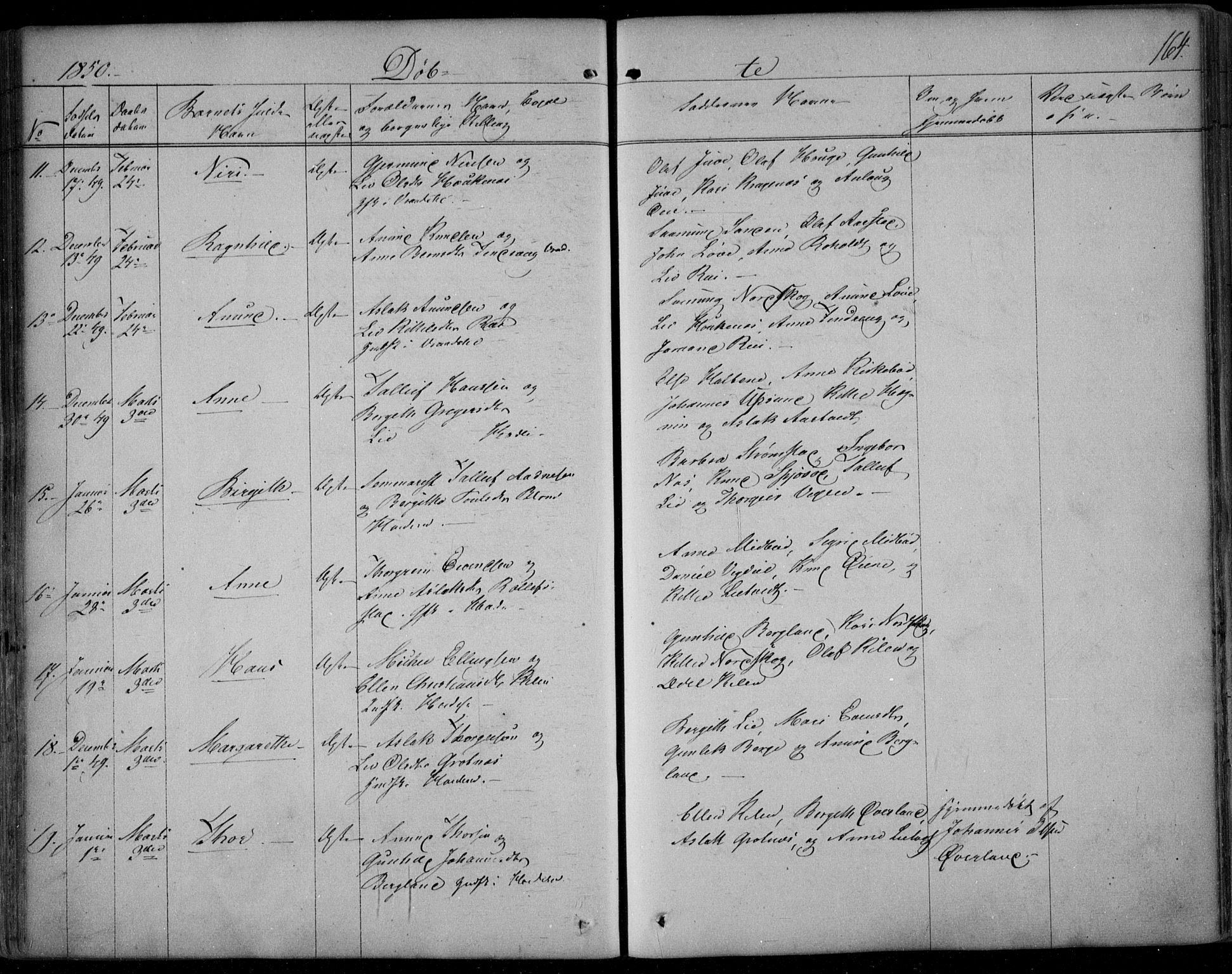 Kviteseid kirkebøker, SAKO/A-276/F/Fa/L0006: Ministerialbok nr. I 6, 1836-1858, s. 164