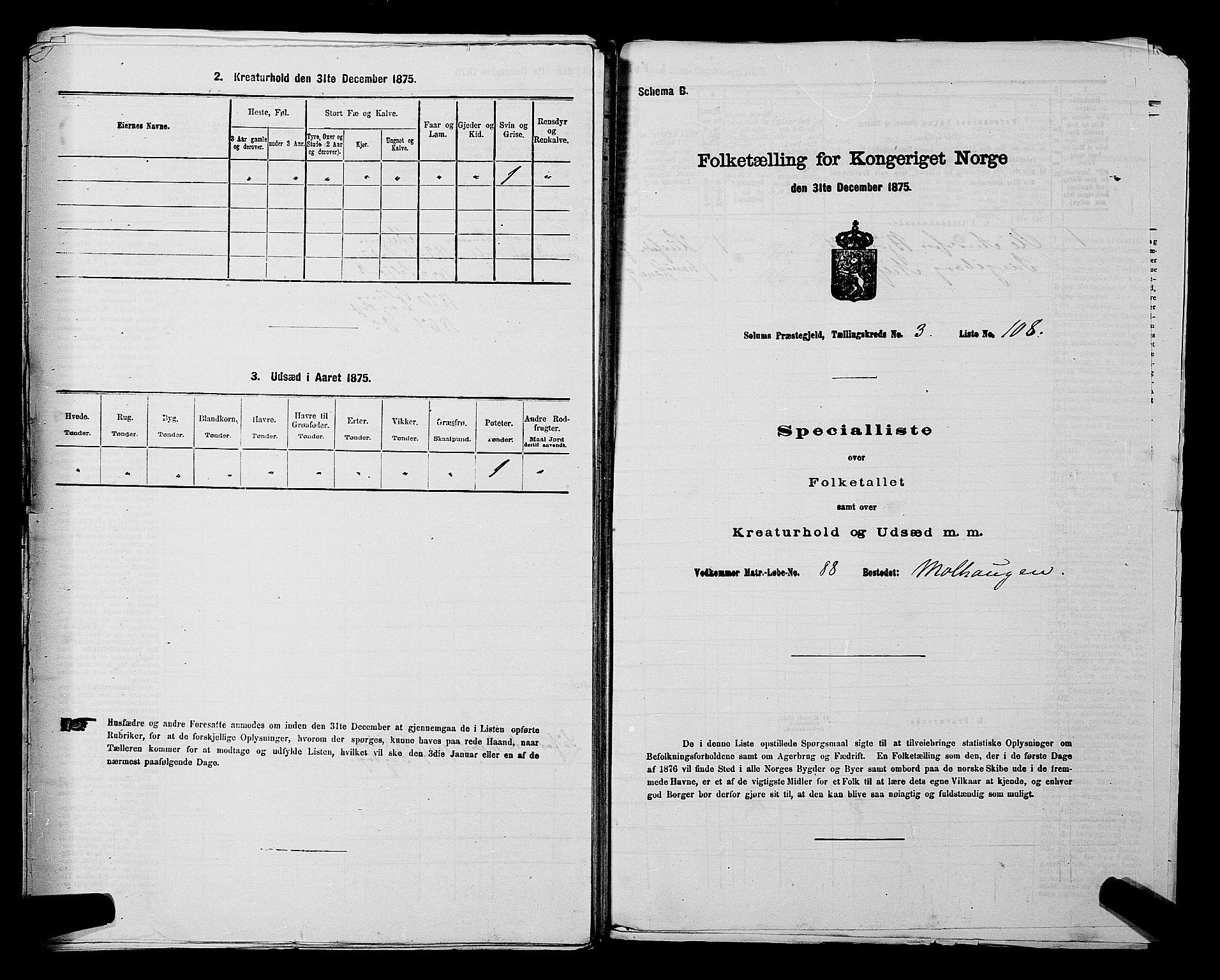 SAKO, Folketelling 1875 for 0818P Solum prestegjeld, 1875, s. 691