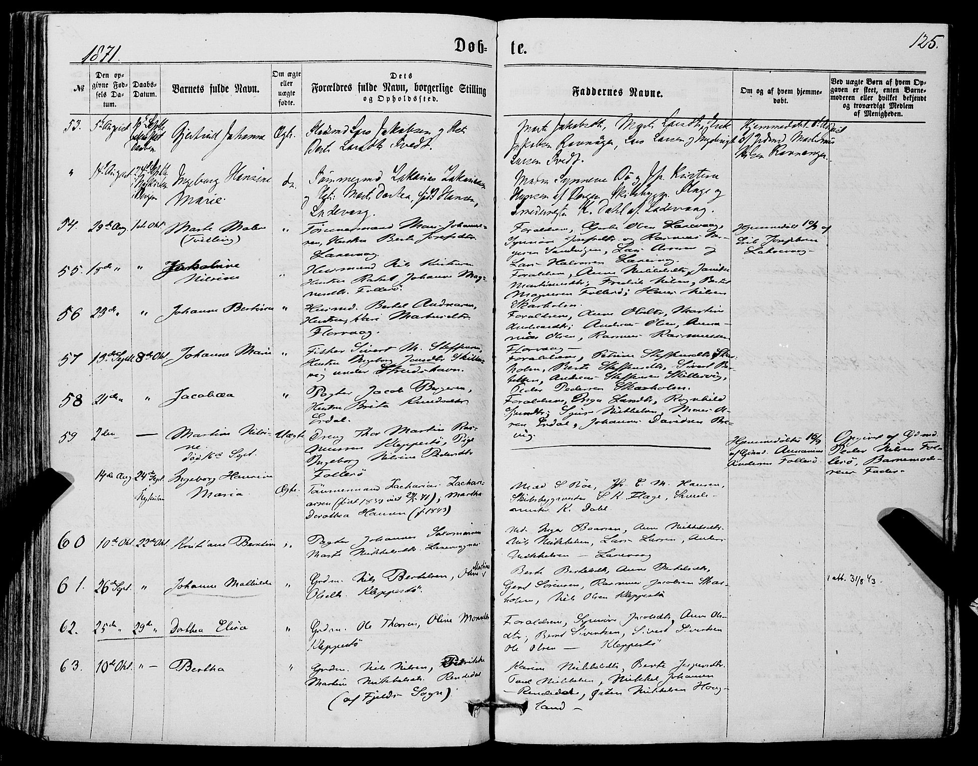 Askøy Sokneprestembete, AV/SAB-A-74101/H/Ha/Haa/Haaa/L0009: Ministerialbok nr. A 9, 1863-1877, s. 125