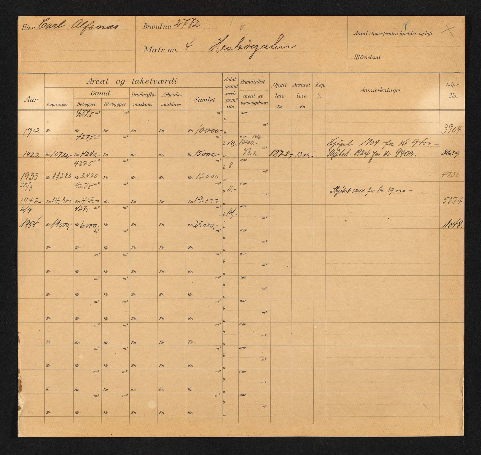 Stavanger kommune. Skattetakstvesenet, BYST/A-0440/F/Fa/Faa/L0017/0007: Skattetakstkort / Hertervigs plass 1 - Hesbygata - Heskestadveien 21