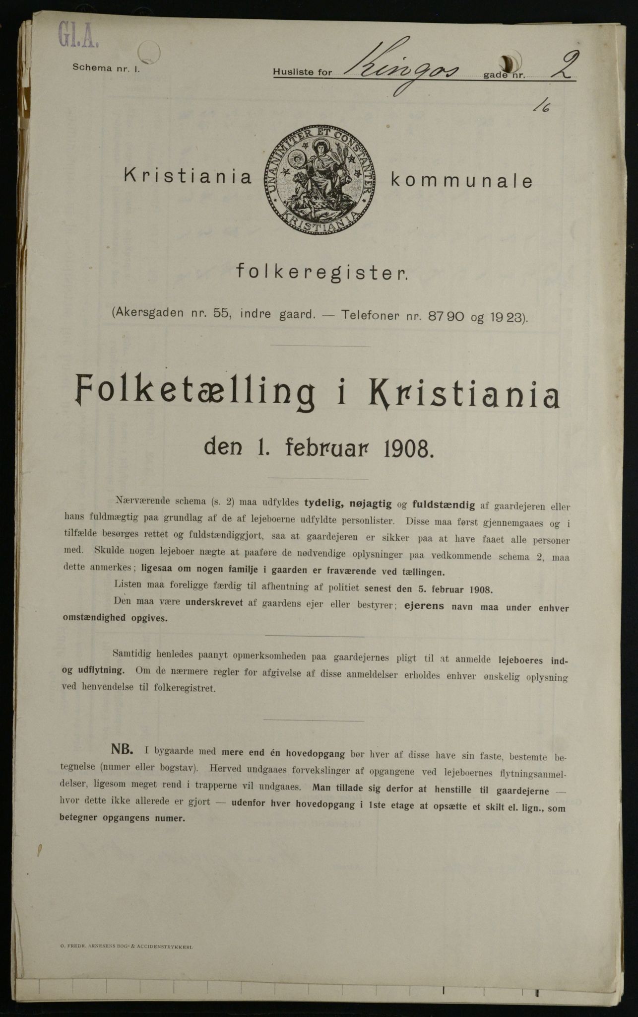 OBA, Kommunal folketelling 1.2.1908 for Kristiania kjøpstad, 1908, s. 44359