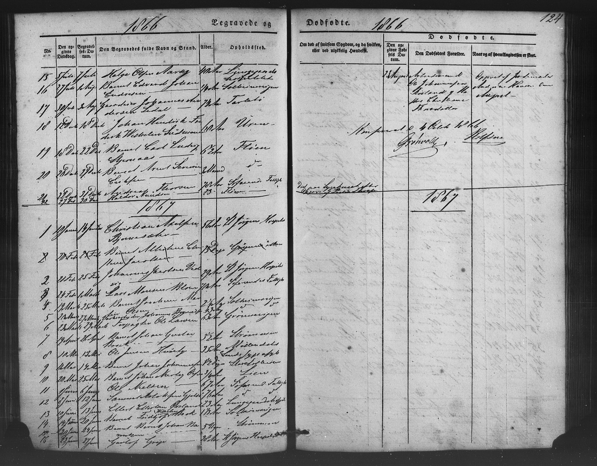 St. Jørgens hospital og Årstad sokneprestembete, AV/SAB-A-99934: Klokkerbok nr. A 5, 1844-1871, s. 124
