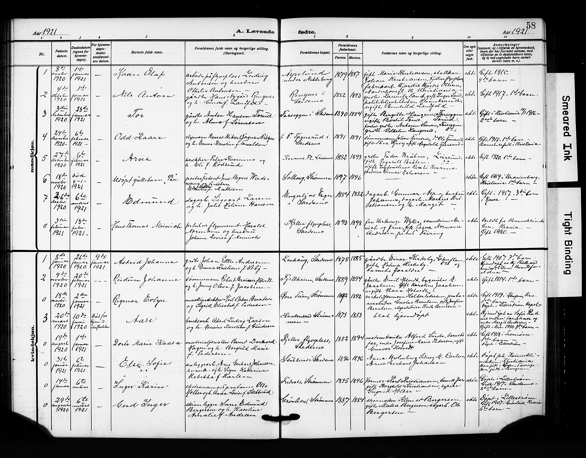 Skedsmo prestekontor Kirkebøker, AV/SAO-A-10033a/G/Ga/L0006: Klokkerbok nr. I 6, 1912-1926, s. 58
