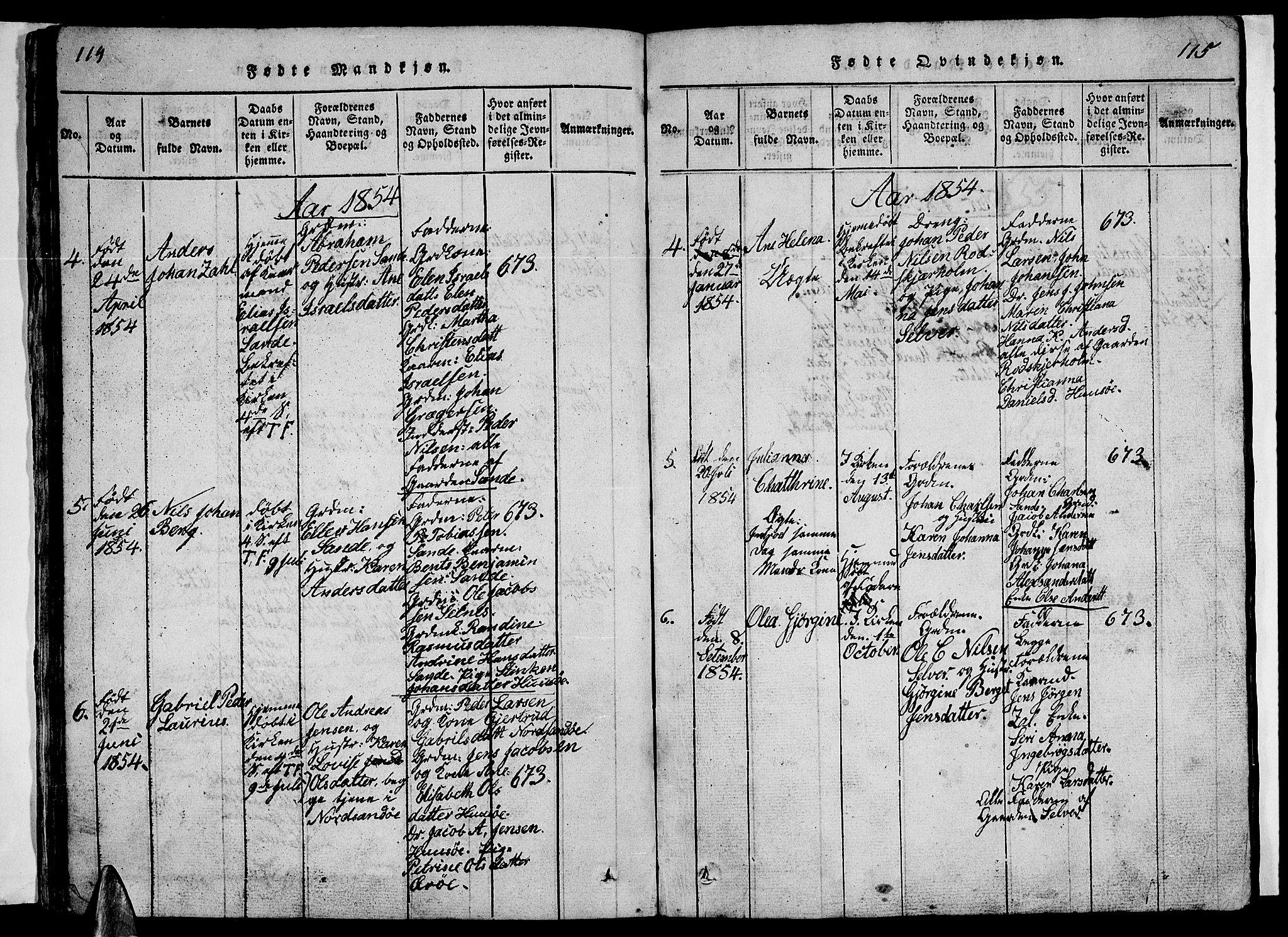 Ministerialprotokoller, klokkerbøker og fødselsregistre - Nordland, SAT/A-1459/840/L0581: Klokkerbok nr. 840C01, 1820-1873, s. 114-115